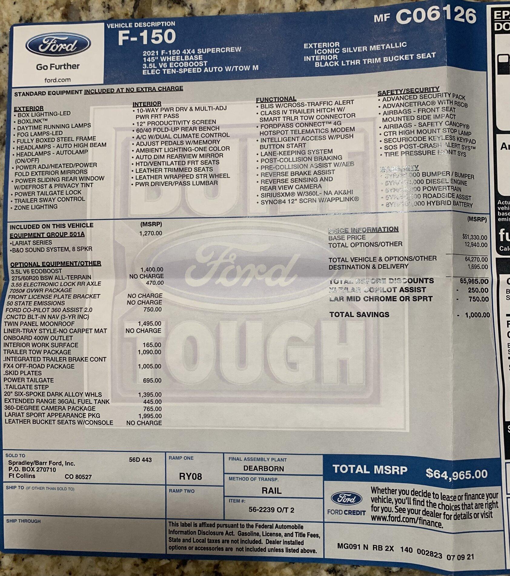 Ford F-150 Lightning 2021 F-150 Payload Stickers 016EFC4C-14E7-45F2-AF30-7A1464669CA5