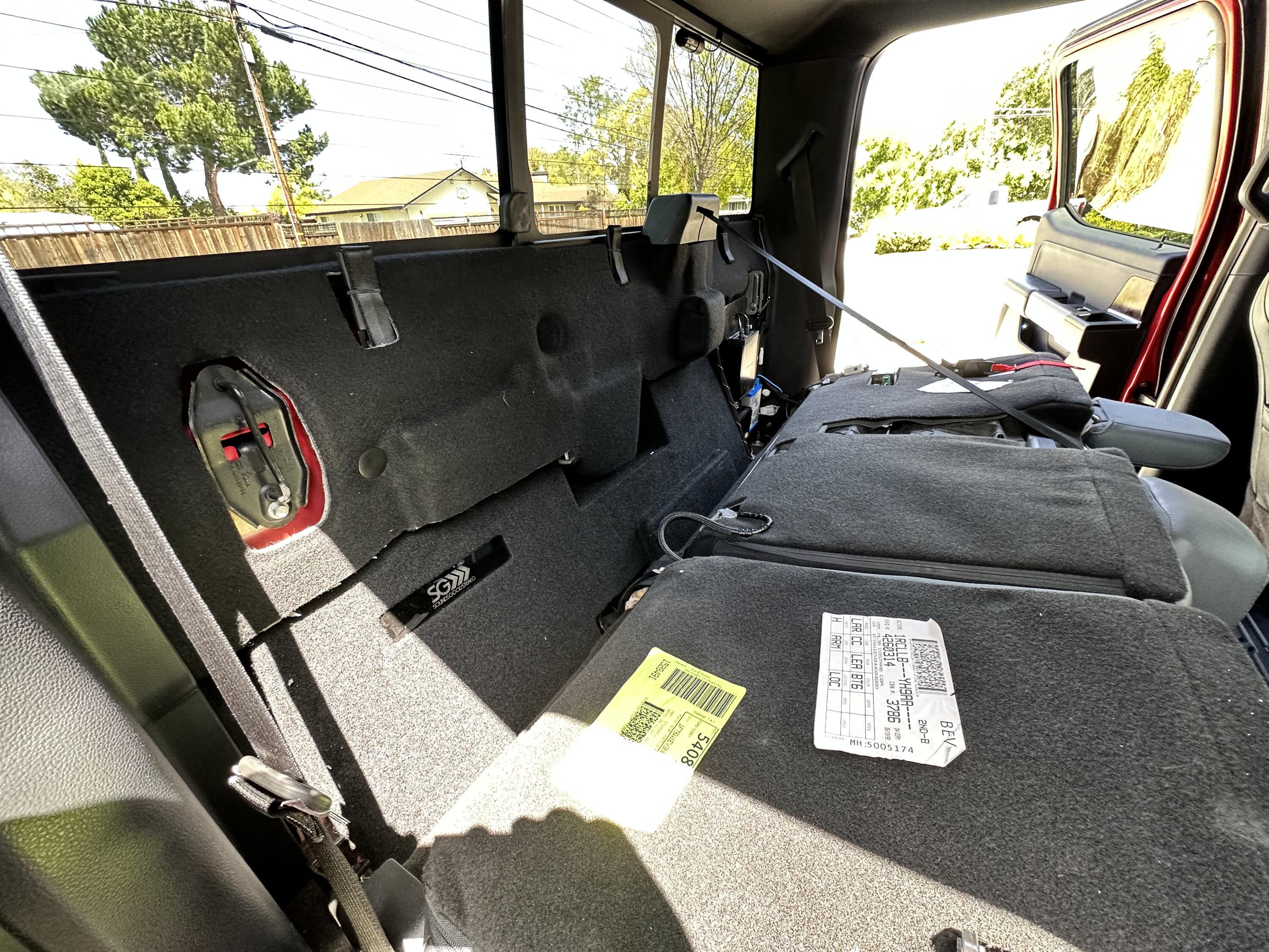 Ford F-150 Lightning Sounds Good Stereo Behind the Seat kit installation 07 sub installed