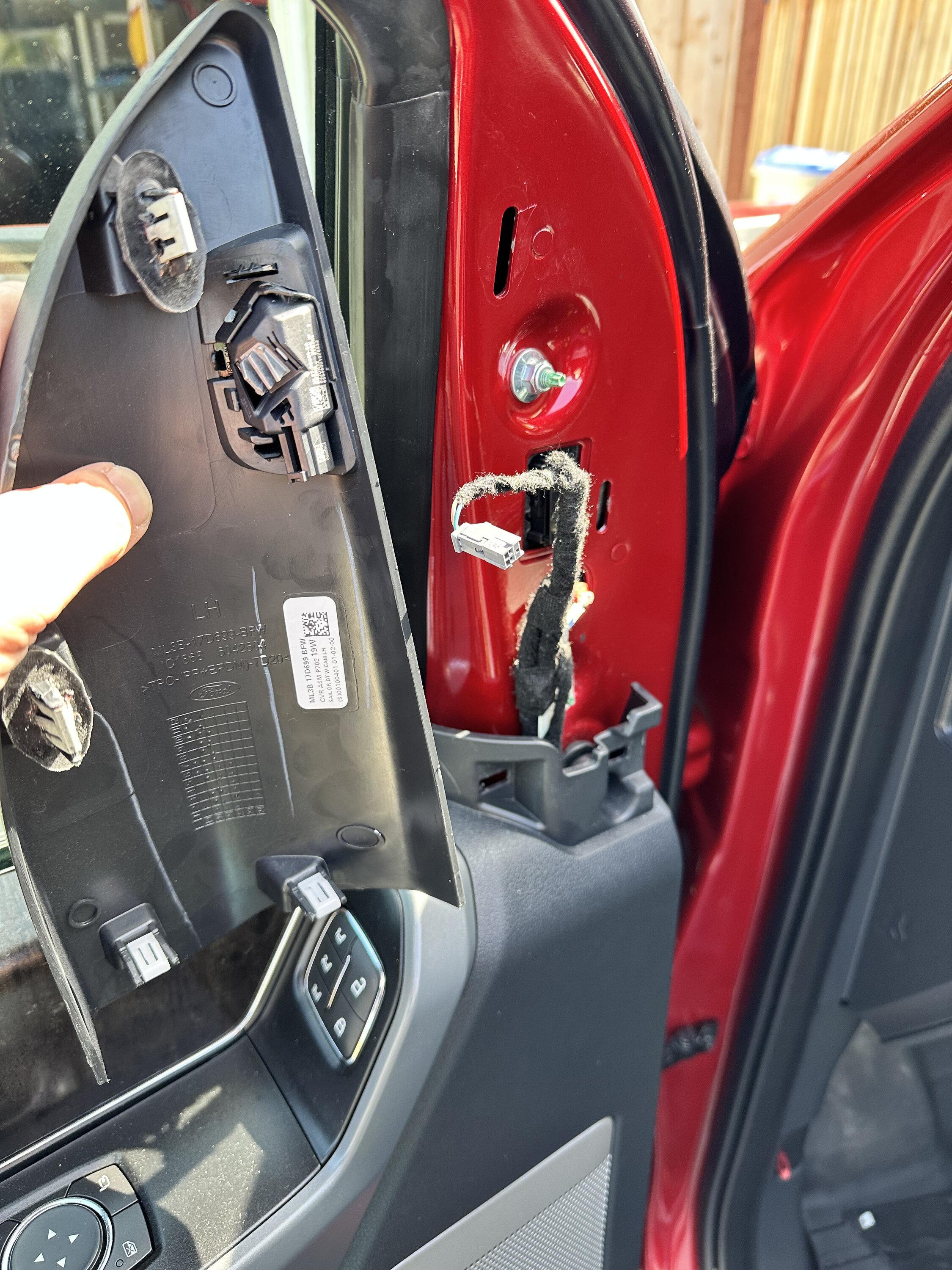 Ford F-150 Lightning Sounds Good Stereo Behind the Seat kit installation 07 upper panel removed