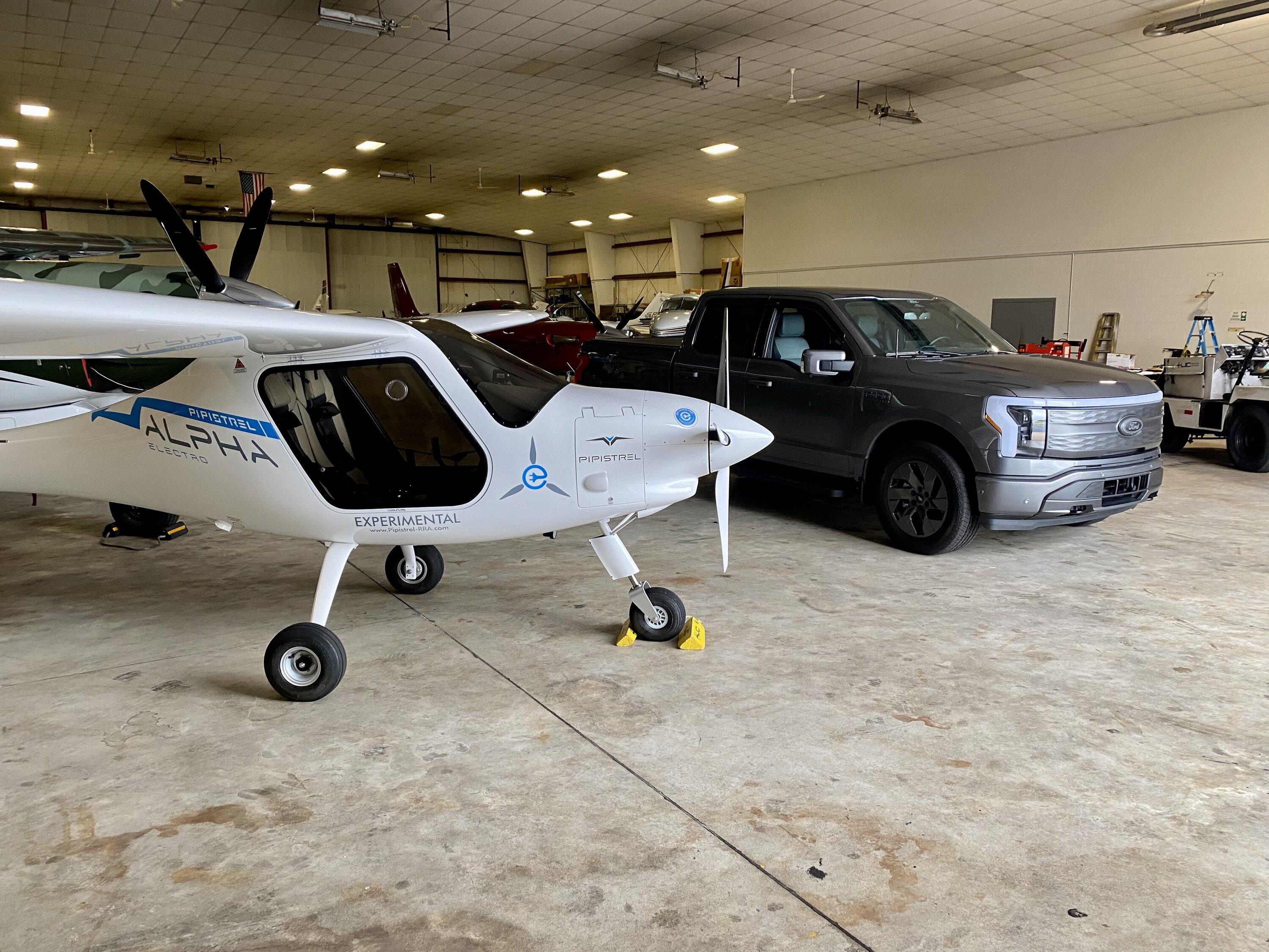 Ford F-150 Lightning Maybe a first in the world... an electric truck charging an electric plane. 0ADD9DFA-AD0E-4668-BA3D-EBED817E37C9