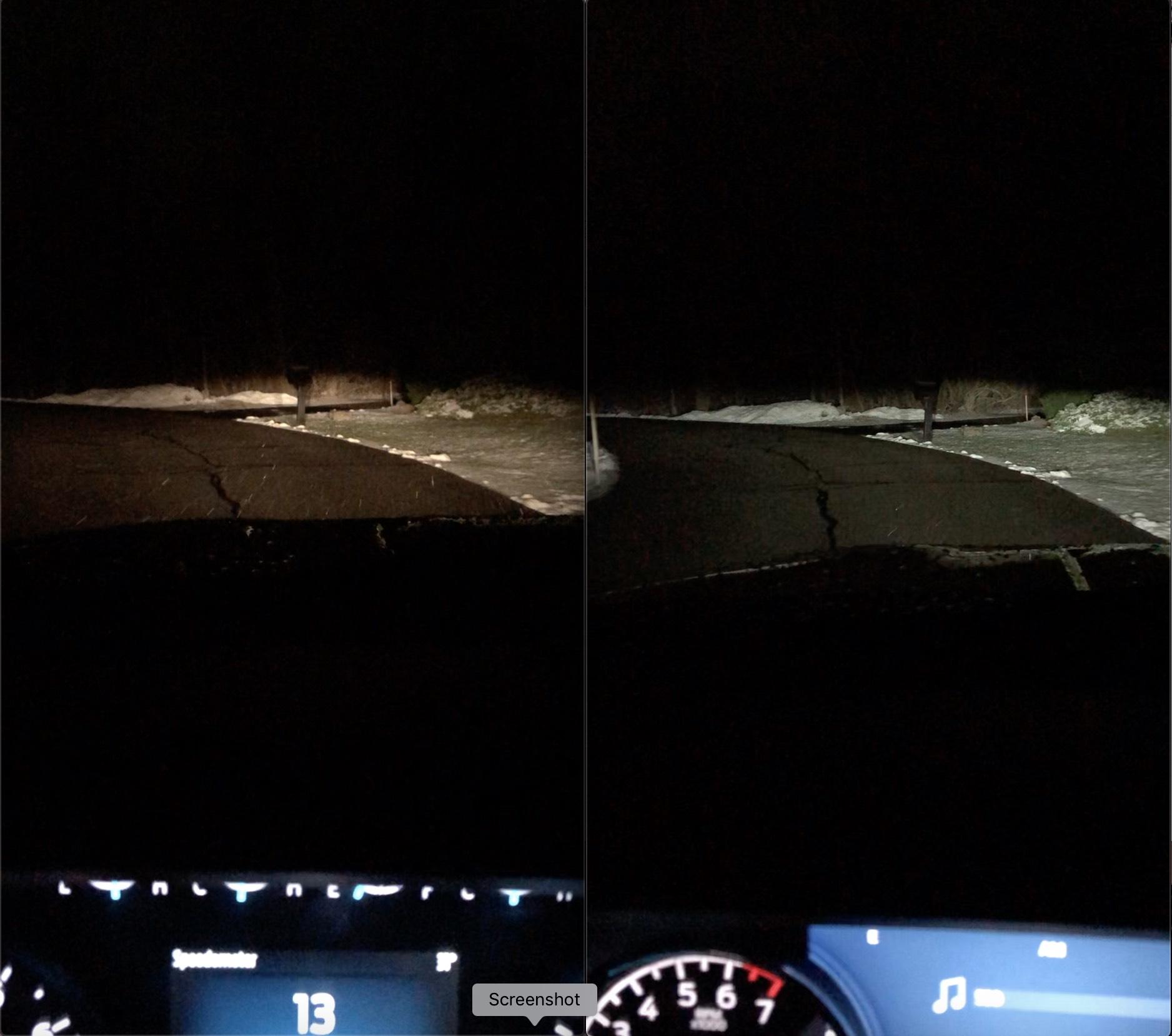 Ford F-150 Lightning Halogen vs LED headlights on 2021 F-150 -- real world comparison pics 1