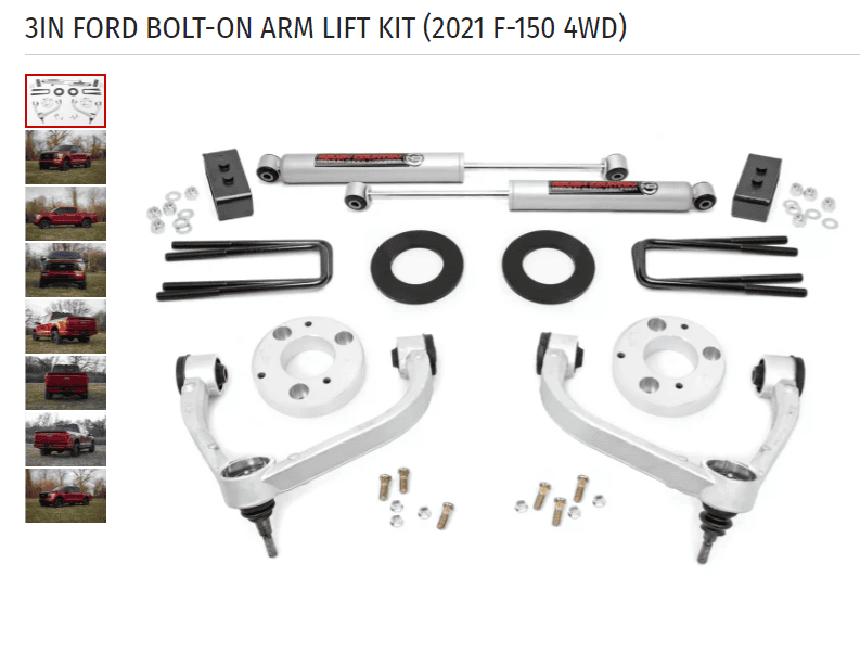 Ford F-150 Lightning Rough Country 3 IN Ford bolt-on arm lift kit [fitment for FX4] 1616708051728