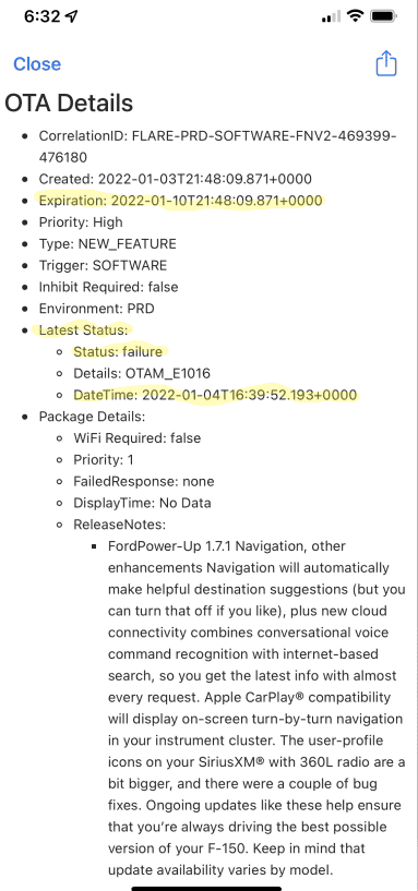 Ford F-150 Lightning FordPass Widget - Need help understanding OTA API Info 1641429786066