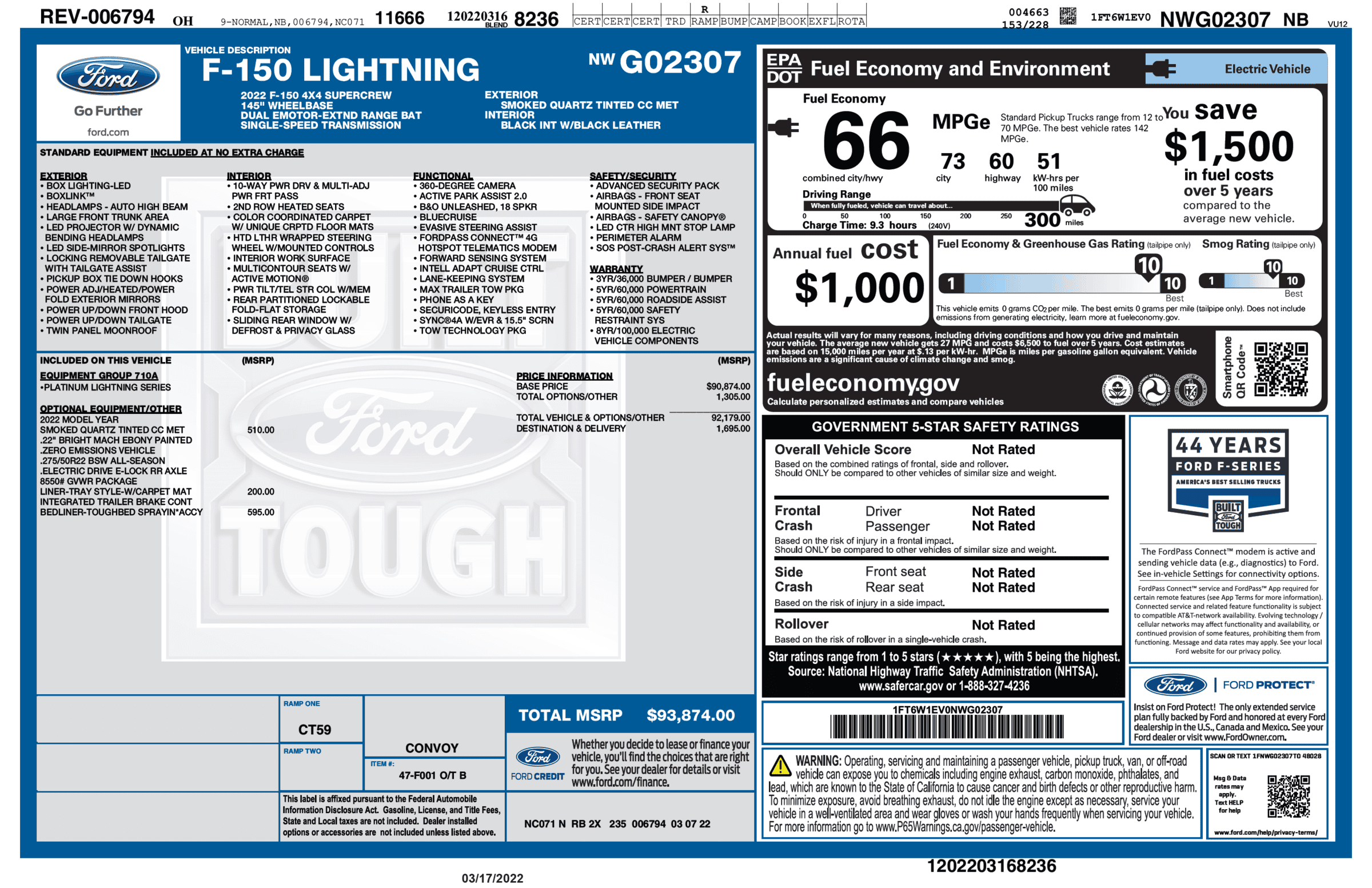 Ford F-150 Lightning F-150 Lightning Official EPA Range MPGe Revealed in Window Sticker (Base + Extended Range)! 1647534462501-