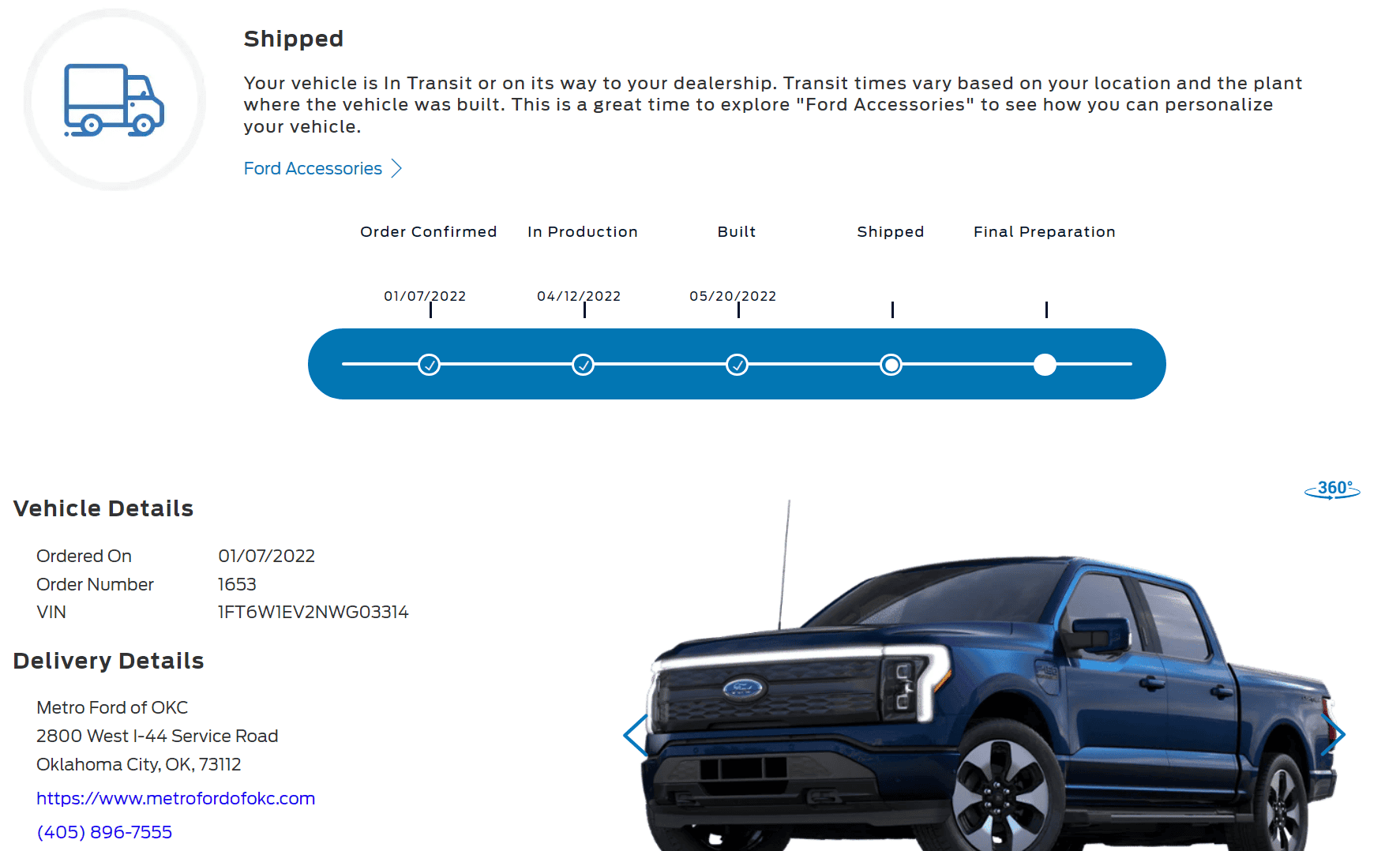 Ford F-150 Lightning Proof at least one 2022 Lightning has achieved "built" status. [Update: now "shipped"]! 1653323490998-