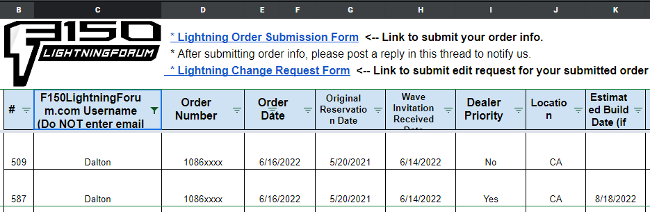 Ford F-150 Lightning 📊 F-150 Lightning ORDERS Tracking List & Stats [Add Yours!] 1658592689007