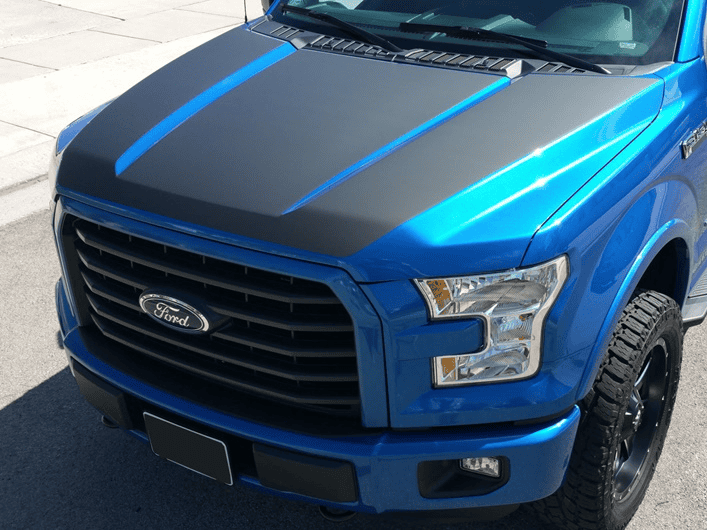 Ford F-150 Lightning Iced Blue Silver Lightning Build. Mods: PPF matte finish, Line-X, gloss black painted grille, black wrapped roof, wheels 1658868630703