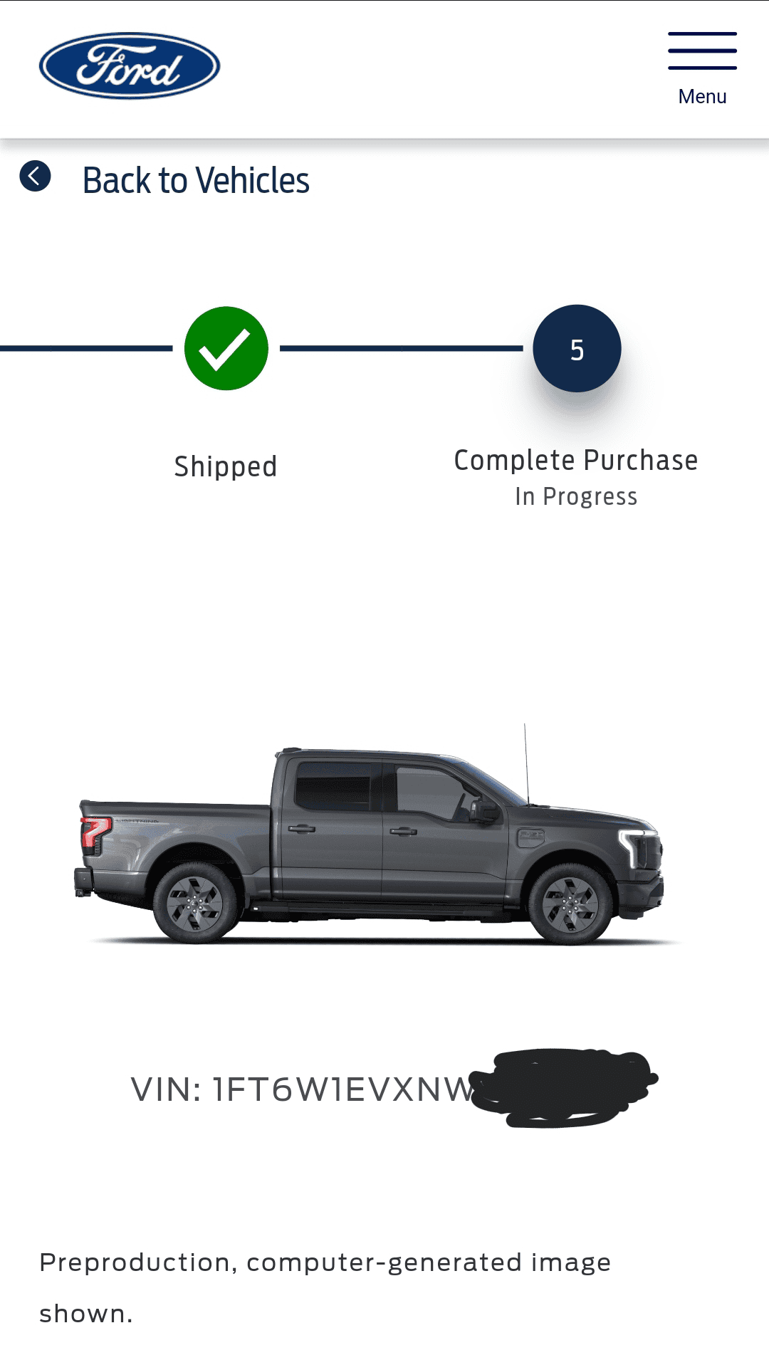 Ford F-150 Lightning Does your Ford.com order status still "say complete purchase in progress" after delivery? 1658930428005