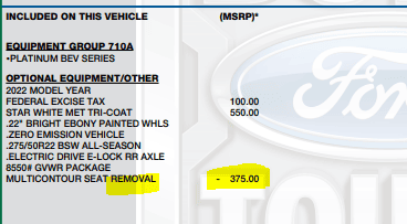 Ford F-150 Lightning 2022 Ford F-150 Lightning Adds Multicontour Seat Removal Option 1658953443714