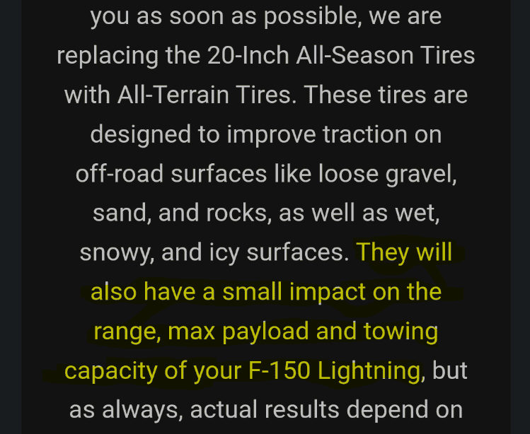 Ford F-150 Lightning 2023 Lightning with 20" wheels now only shipping with All-Terrain tires (at no cost) 1667919540697
