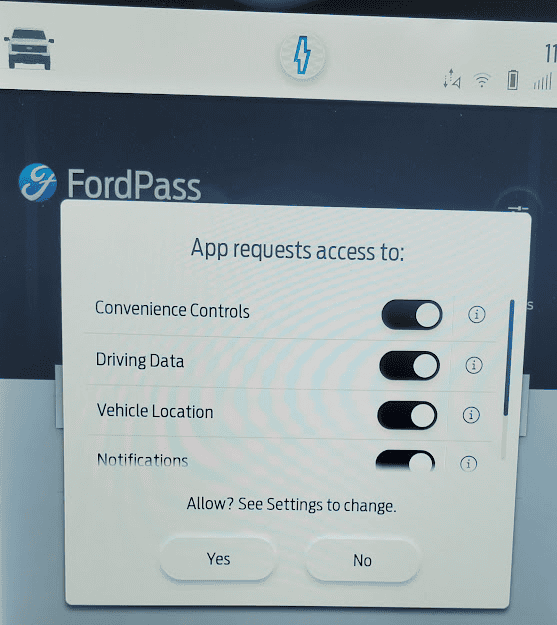 Ford F-150 Lightning FordPass on Sync 4a Screen 1670352556467