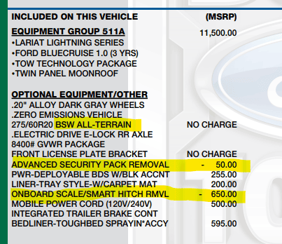 Ford F-150 Lightning "Heating Steering Wheel Removal" no longer in order list (Unfortunately just hidden) 1674707129124