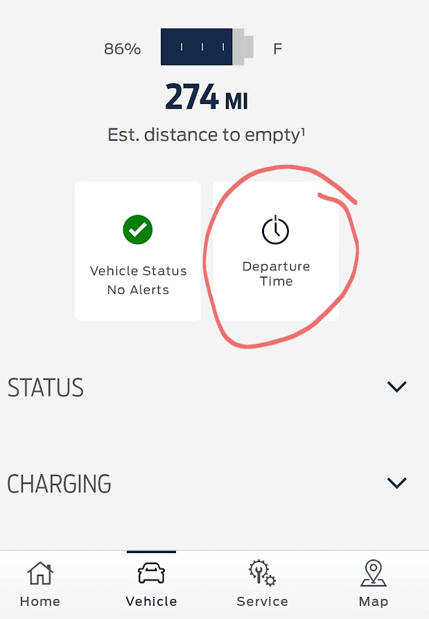 Ford F-150 Lightning Departure time disappeared from FordPass app 1681843821219