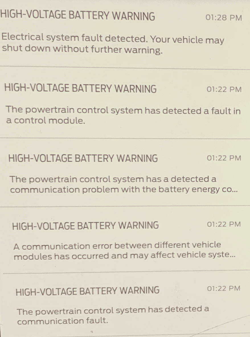 Ford F-150 Lightning “STOP SAFELY NOW” message 1683934274465