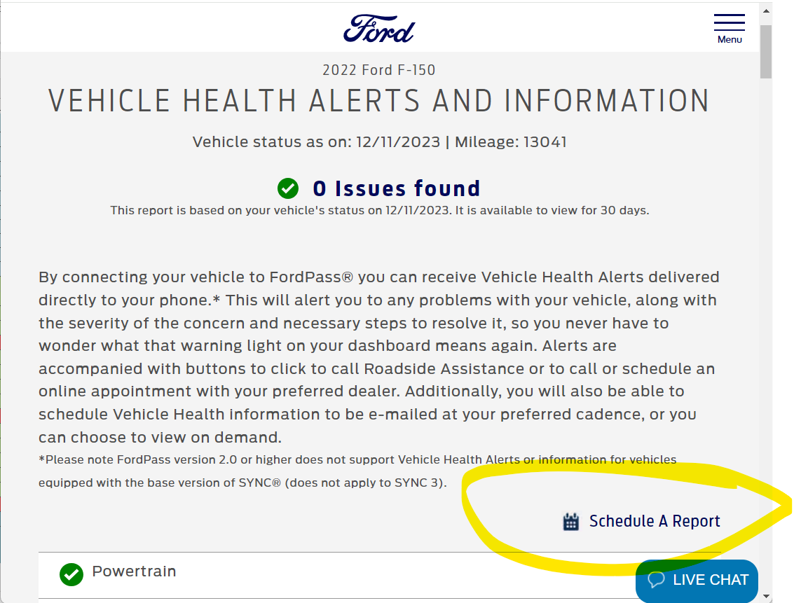 Ford F-150 Lightning Vehicle Health Report {Wrong Mileage} 1702317381099