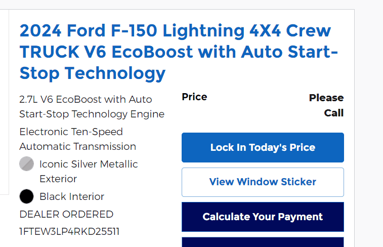 Ford F-150 Lightning 2024 F-150 Lightning Order Guide & Pricing List (MSRP/Invoice) 1707931247348