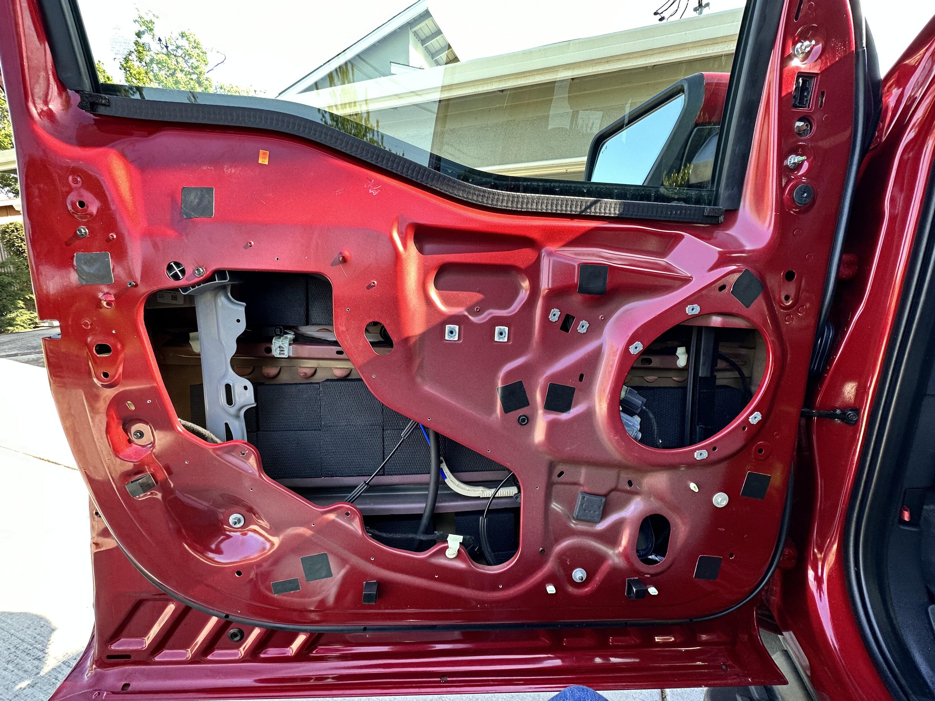 Ford F-150 Lightning Sounds Good Stereo Behind the Seat kit installation 18 tiles done cables pushed in