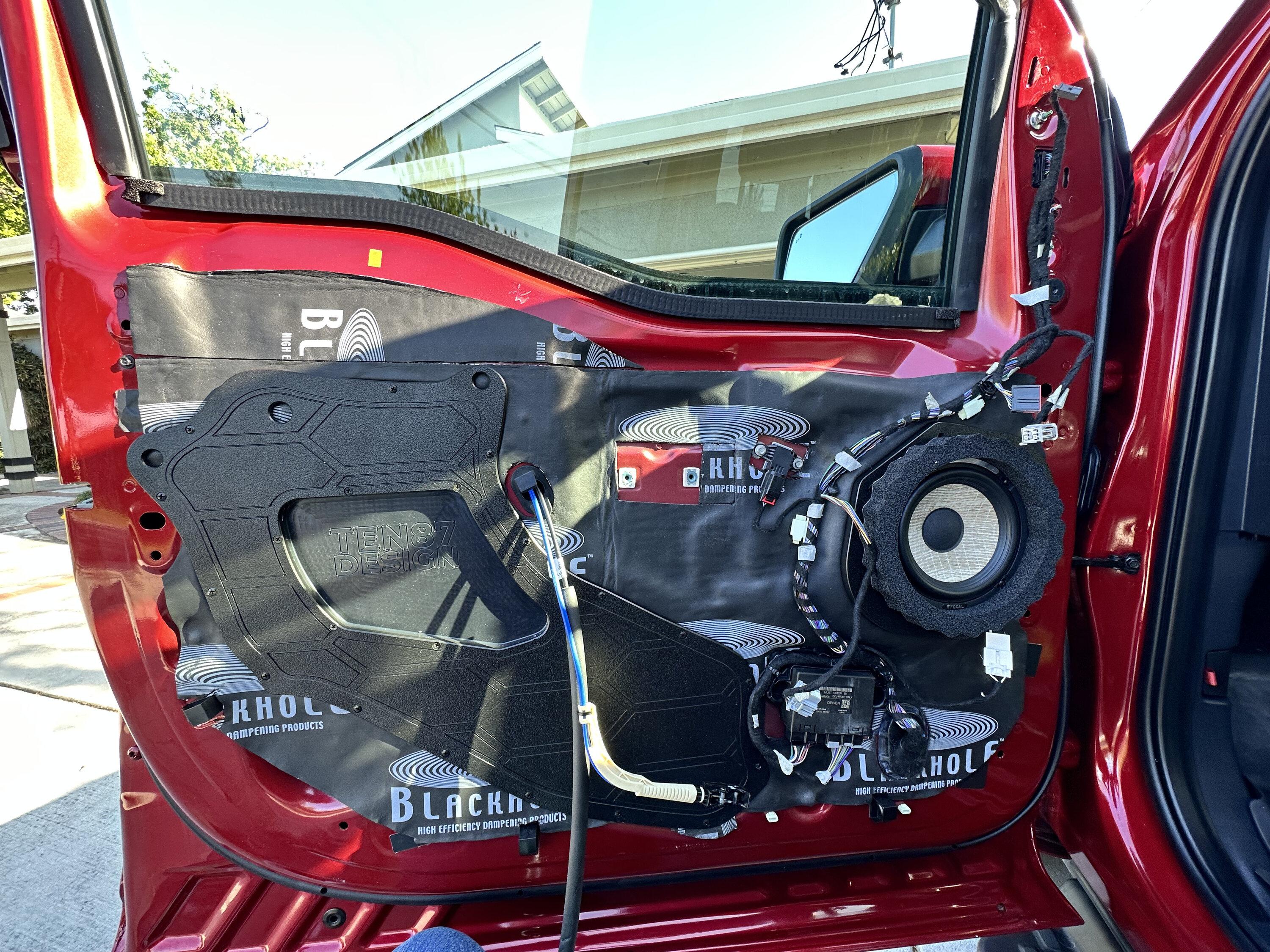 Ford F-150 Lightning Sounds Good Stereo Behind the Seat kit installation 19 blackhole mat