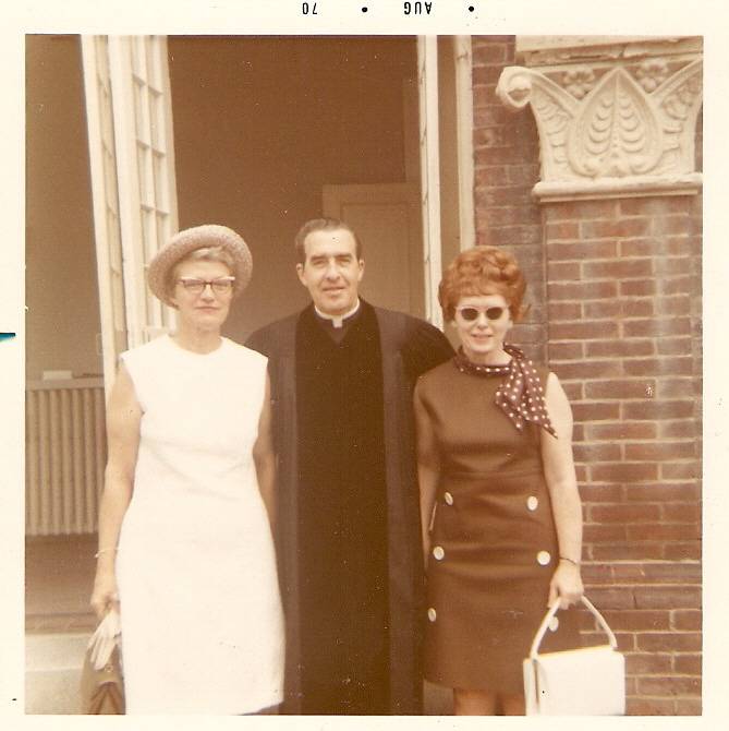 1970 Aug Rev Lynt with two ladies at old church.jpg