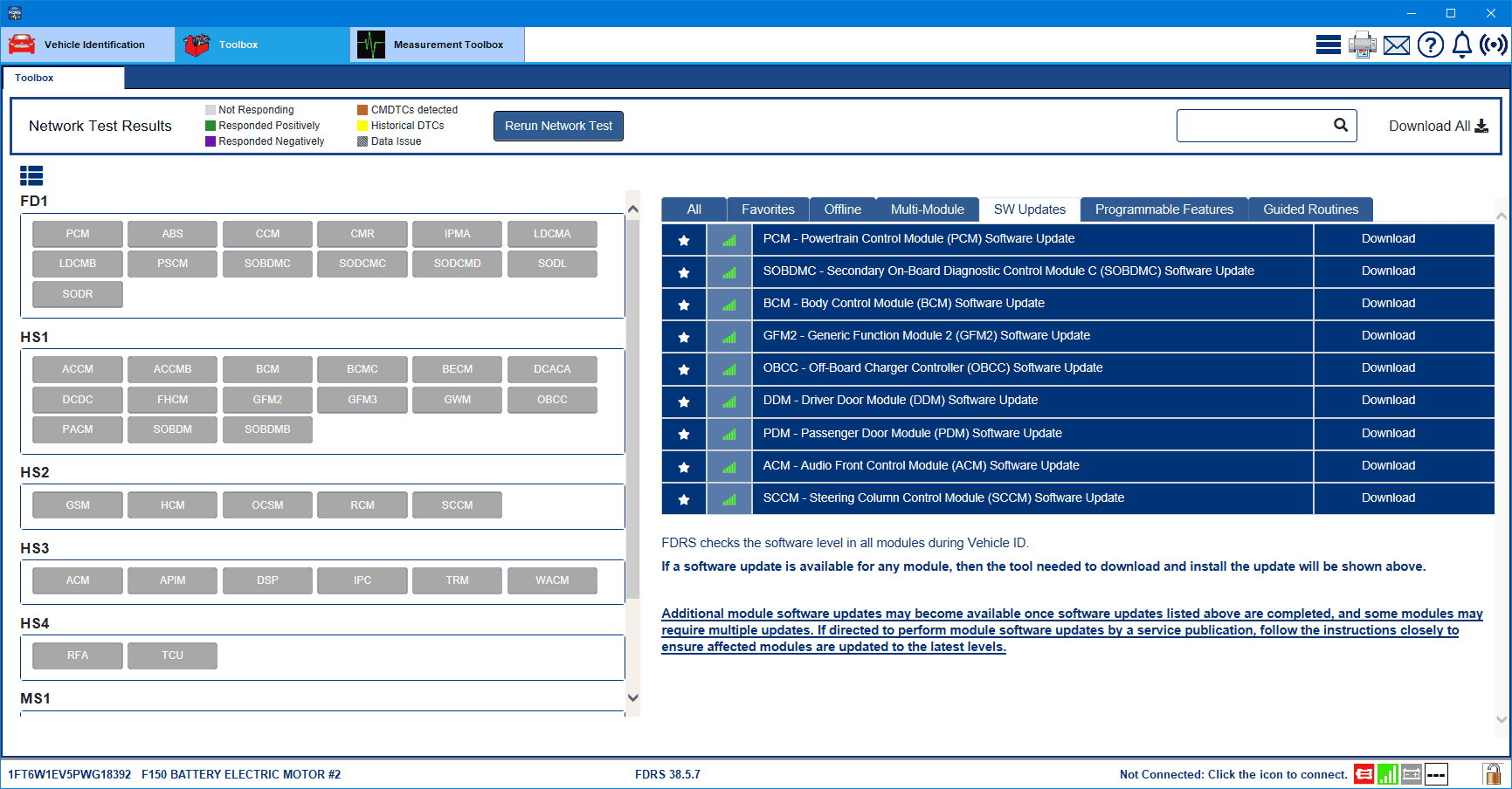 Ford F-150 Lightning Checking for updates with FDRS 1FT6W1EV5PWG18392-1-Dec-23