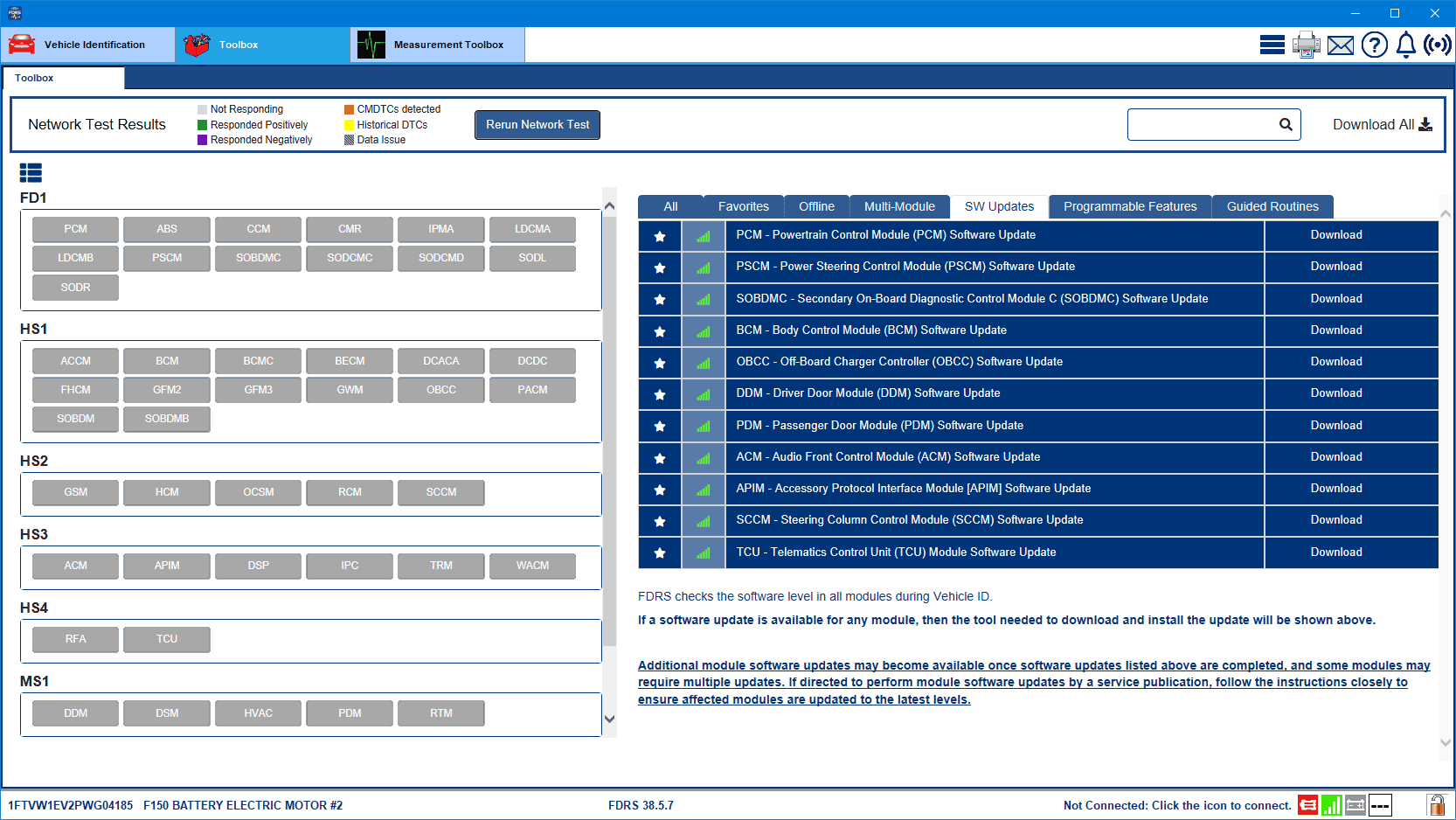 Ford F-150 Lightning Checking for updates with FDRS 1FTVW1EV2PWG04185-30-Nov-23