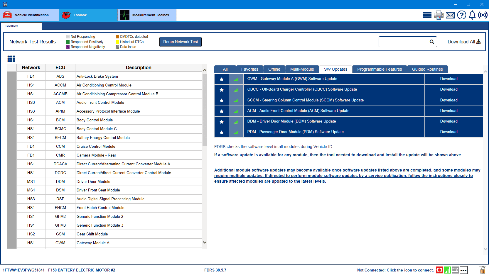 Ford F-150 Lightning Checking for updates with FDRS 1FTVW1EV3PWG51841-2-Dec-23