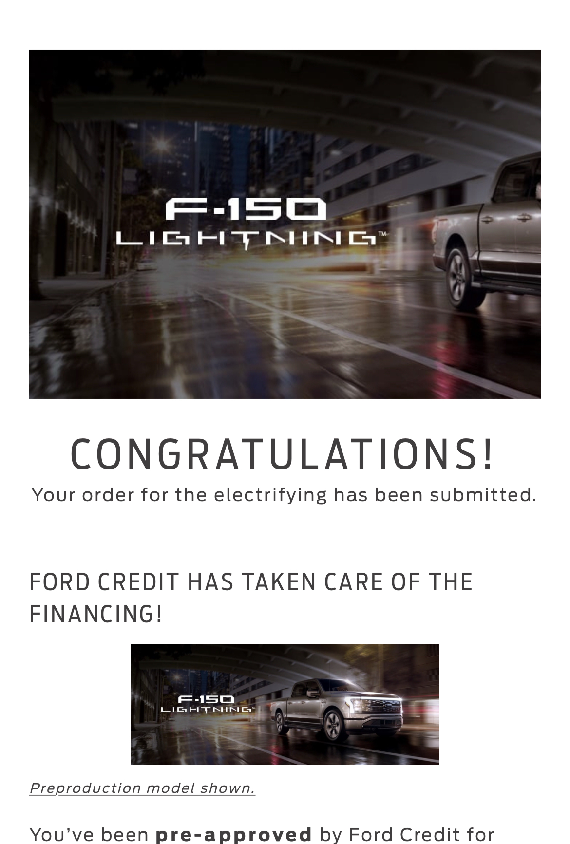 Ford F-150 Lightning Got a Ford Email!  But it just "preapproves me" for financing to buy a vehicle that I can't even get 2015DE34-515B-4892-993D-2E4991AA4157