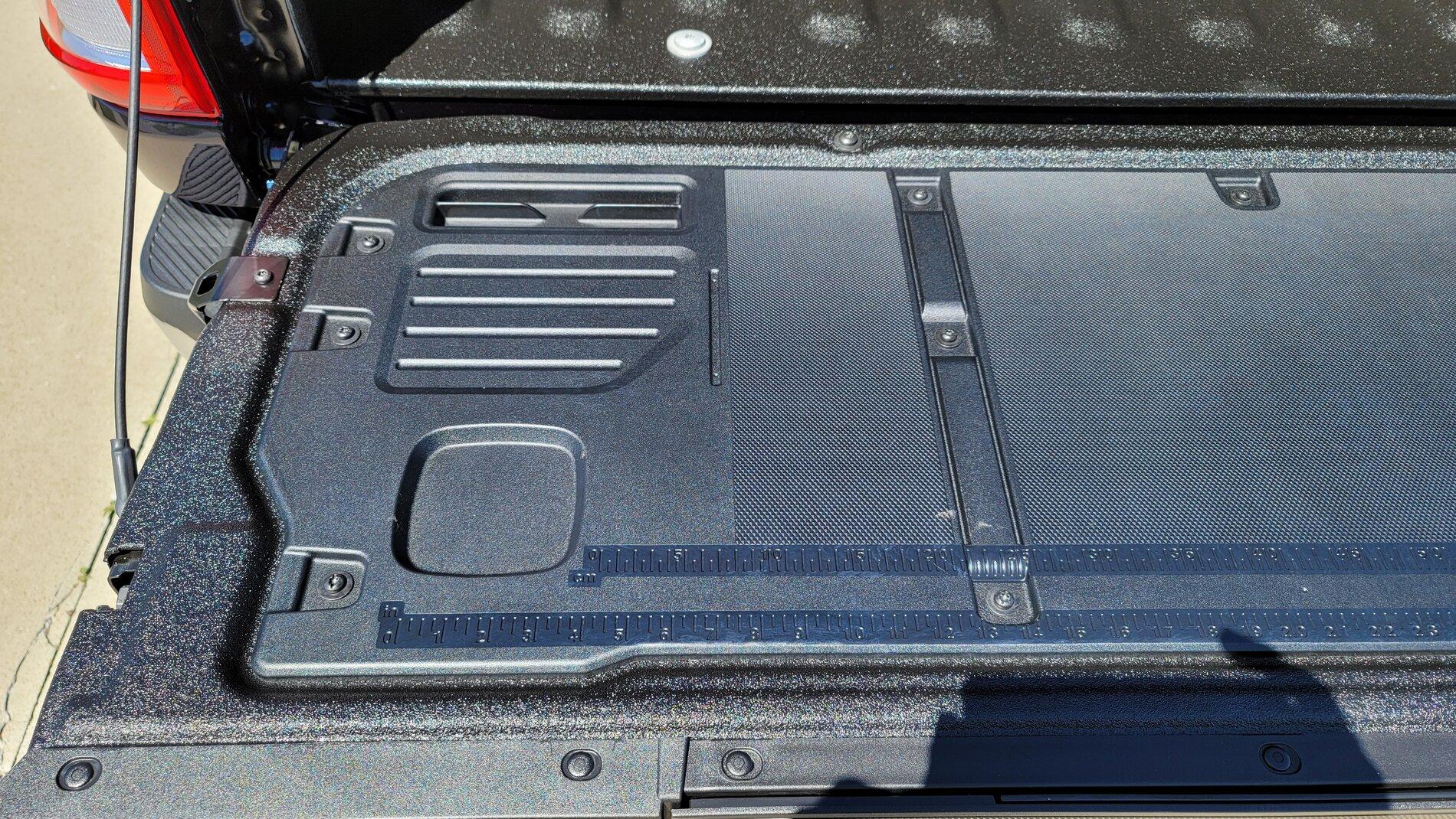 Ford F-150 Lightning Spray-In Liner with tailgate work surface 2021 F150 Line-X Tailgate Left - 21_05 29