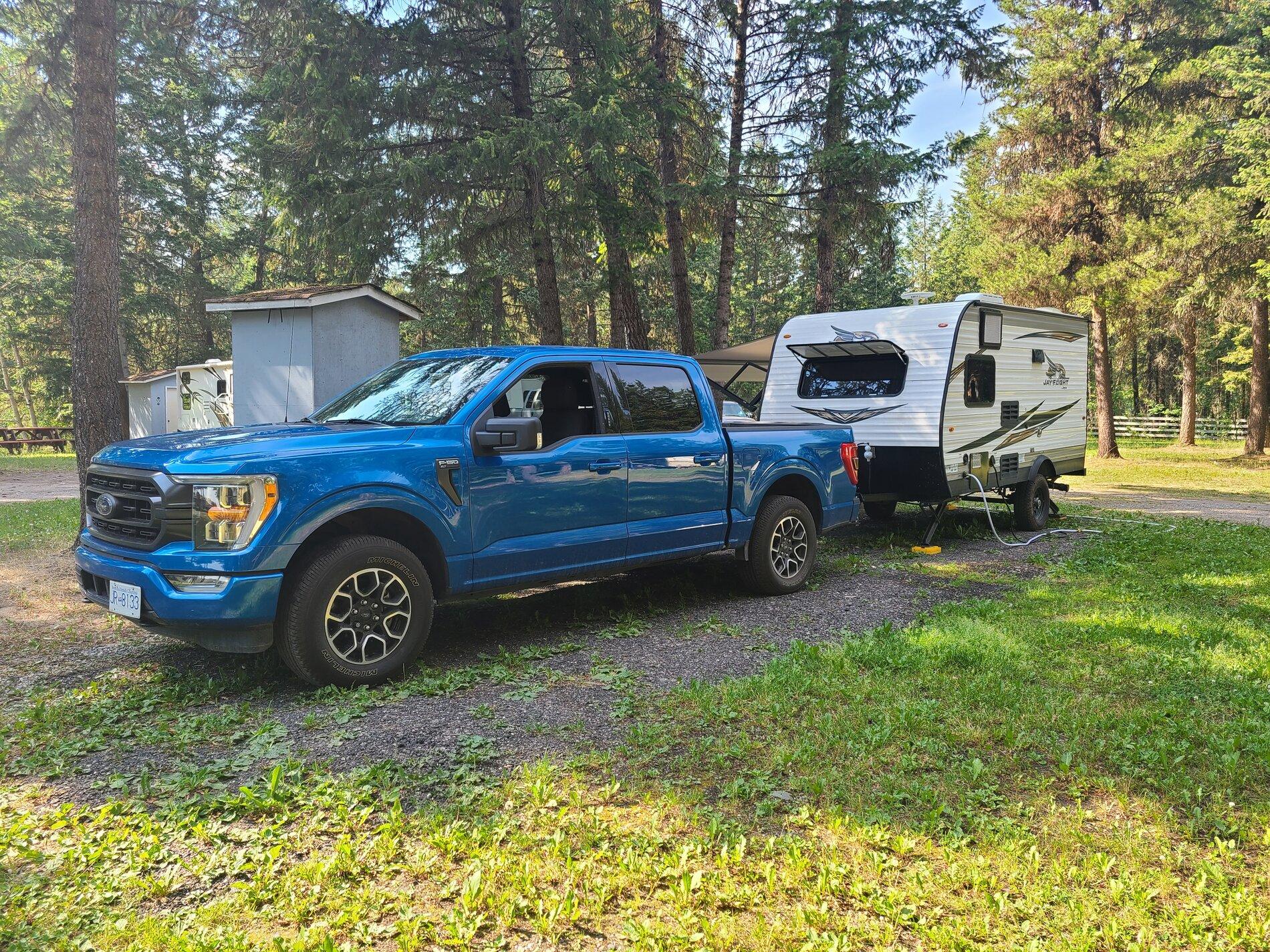 Ford F-150 Lightning 18 mpg towing 3000 lb trailer with 2.7L EcoBoost F150 20210701_164503