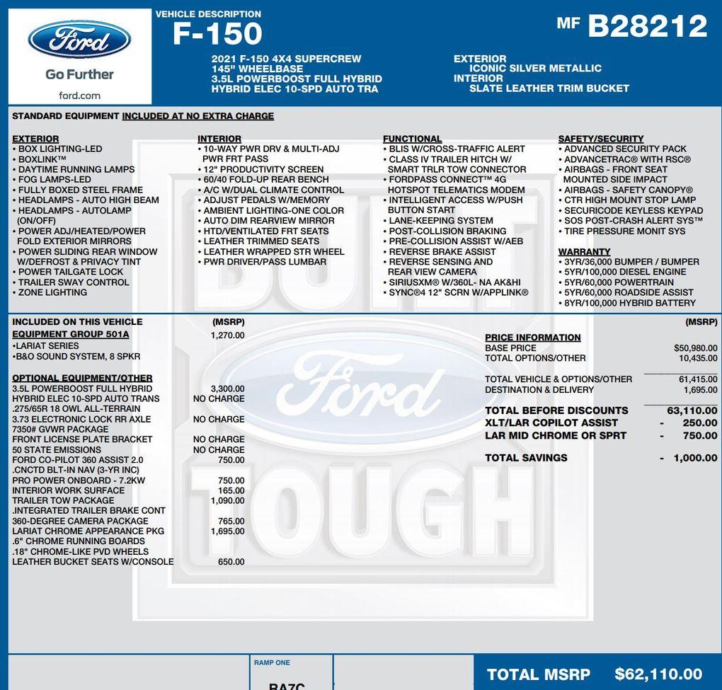 Ford F-150 Lightning Help me figure out my Payload Capacity 2021_Lariat_501A_PB_Window_Sticker