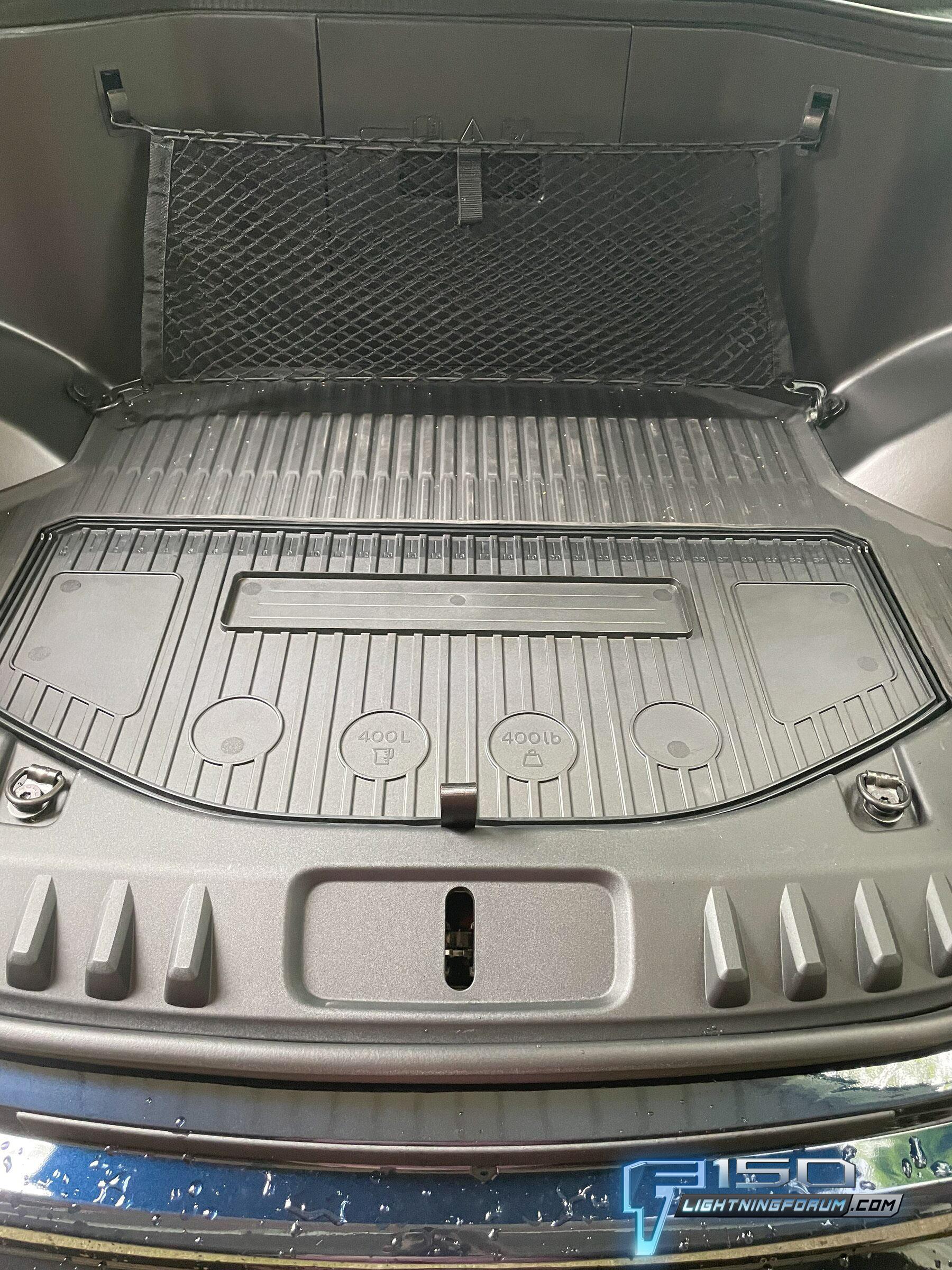 Ford F-150 Lightning What the frunk? Lightning front trunk dimensions / measurements and configurations - photos 2022 F150 Ford Lightning Frunk Front Trunk Dimensions 5