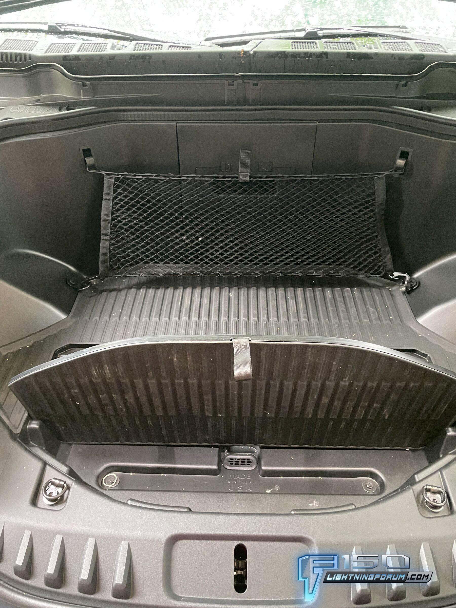 Ford F-150 Lightning What the frunk? Lightning front trunk dimensions / measurements and configurations - photos 2022 F150 Ford Lightning Frunk Front Trunk Dimensions 8