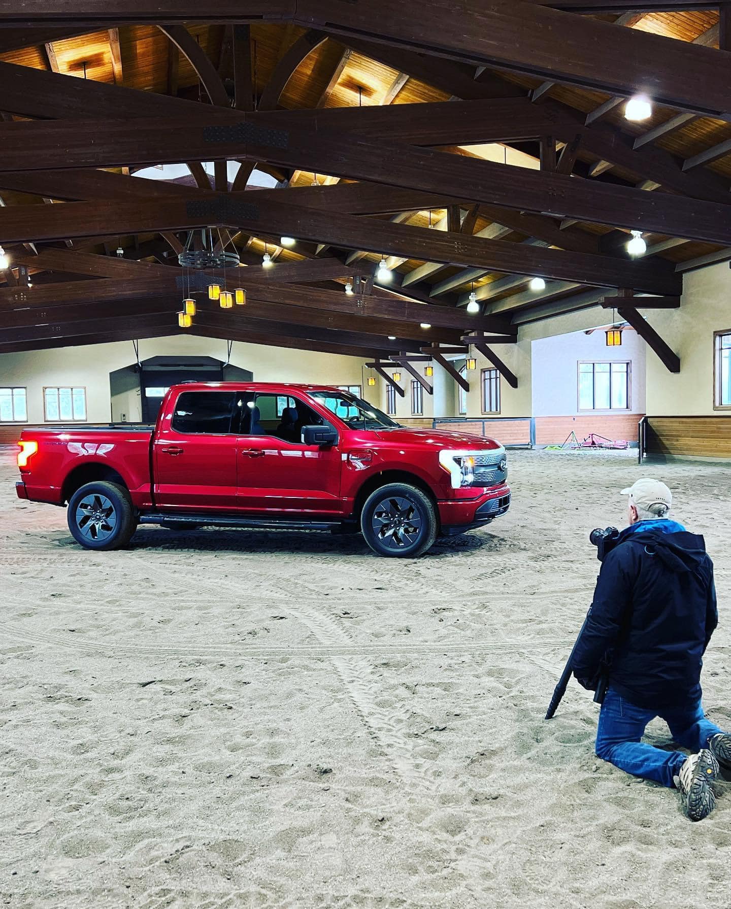 Ford F-150 Lightning Atlas Blue, Rapid Red & Antimatter Blue F-150 Lightning Pics From Official Ford Commercial Shoot 2022 F150 Lightning Atlas Blue & Rapid Red Metallic Pics 8