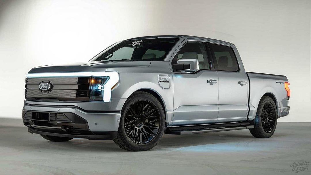 Ford F-150 Lightning Suspension lowering options for Lightning 2022-ford-f-150-lightning-gets-digitally-stanced-sits-on-badass-rotiform-wheels-161568_1