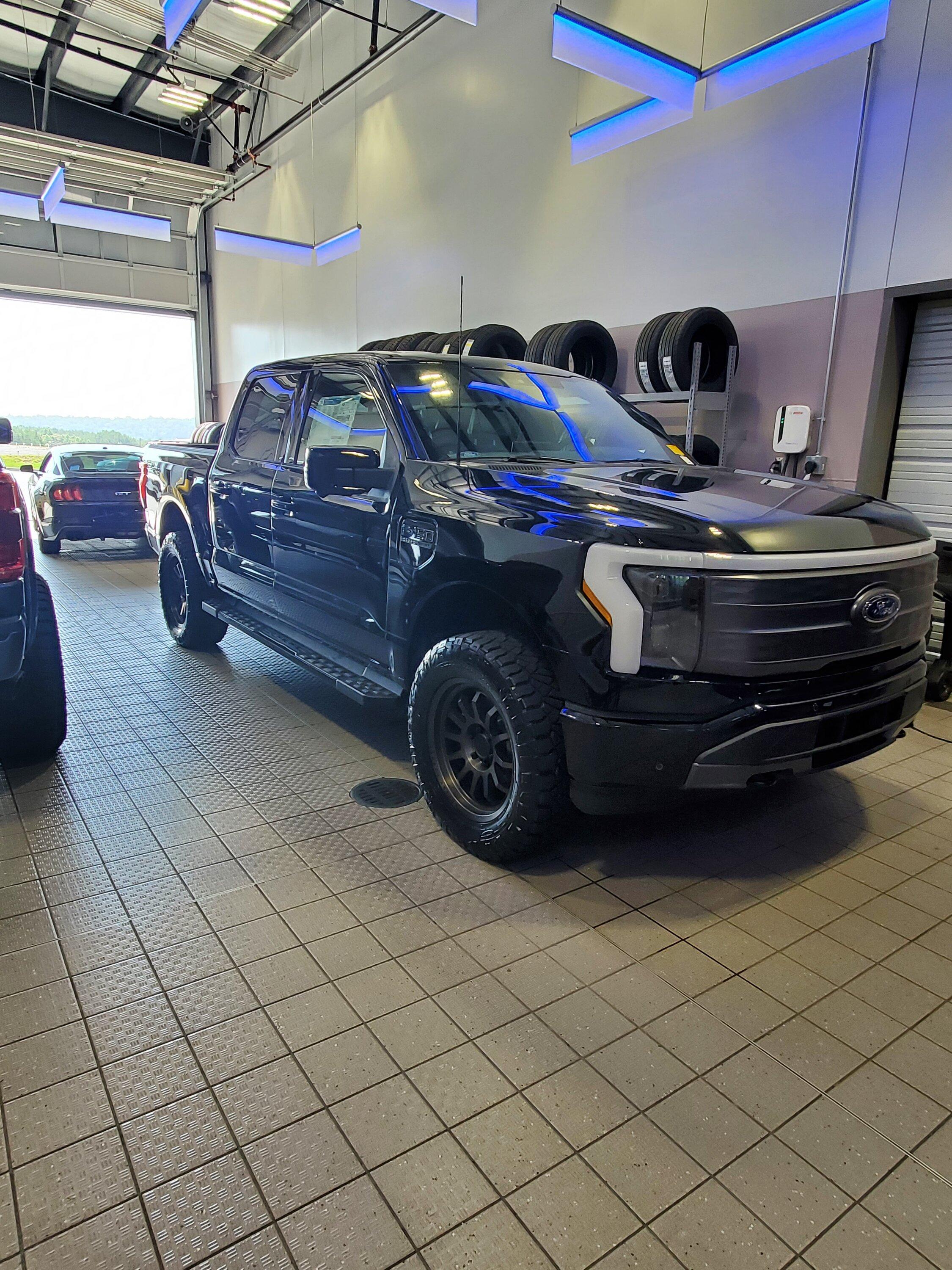 Ford F-150 Lightning Lightning Leveled on Readylift 2″ Level Kit and 34″ Nitto Ridge Grappler Tires & Black Rhino Wheels [Update: Range Drop 226 > 196 Miles] 20220614_154813