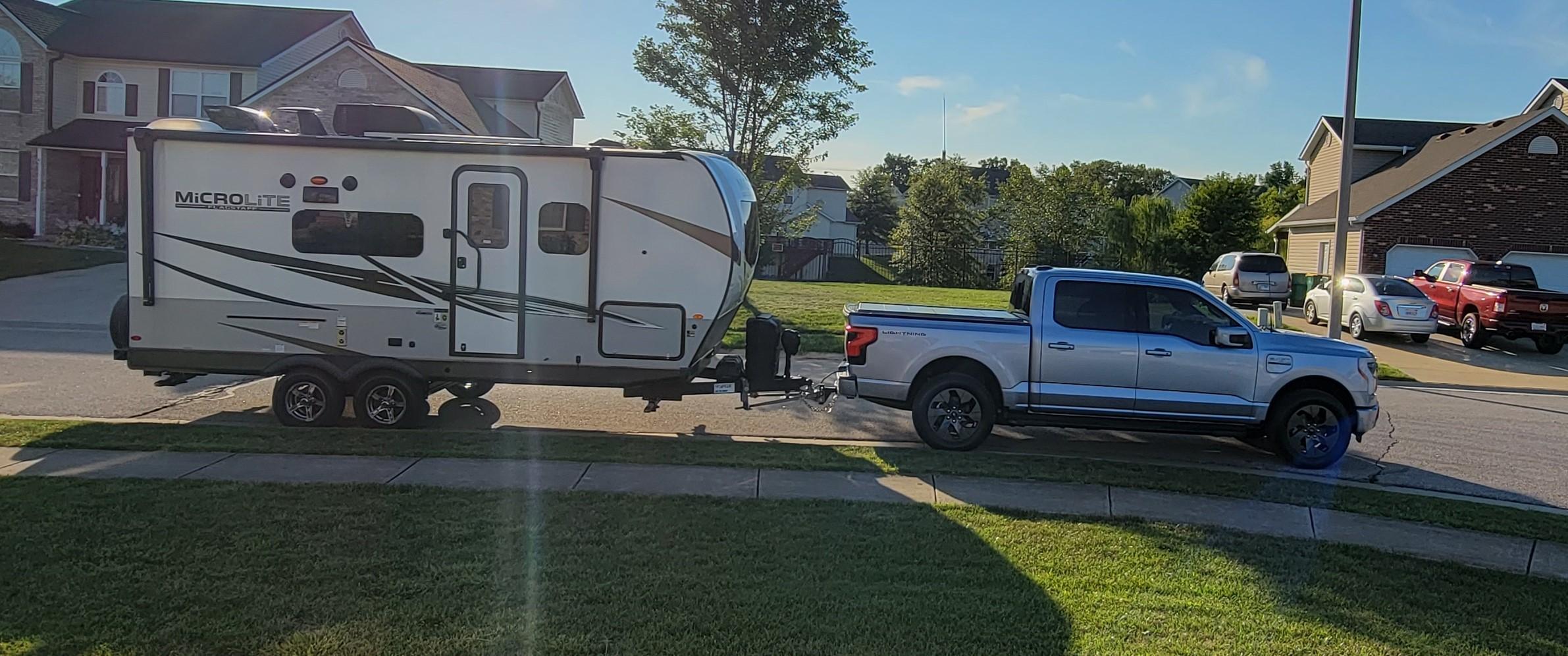 Ford F-150 Lightning My first test towing a 31' camper with Extended Range Lightning Lariat 20220812_181043