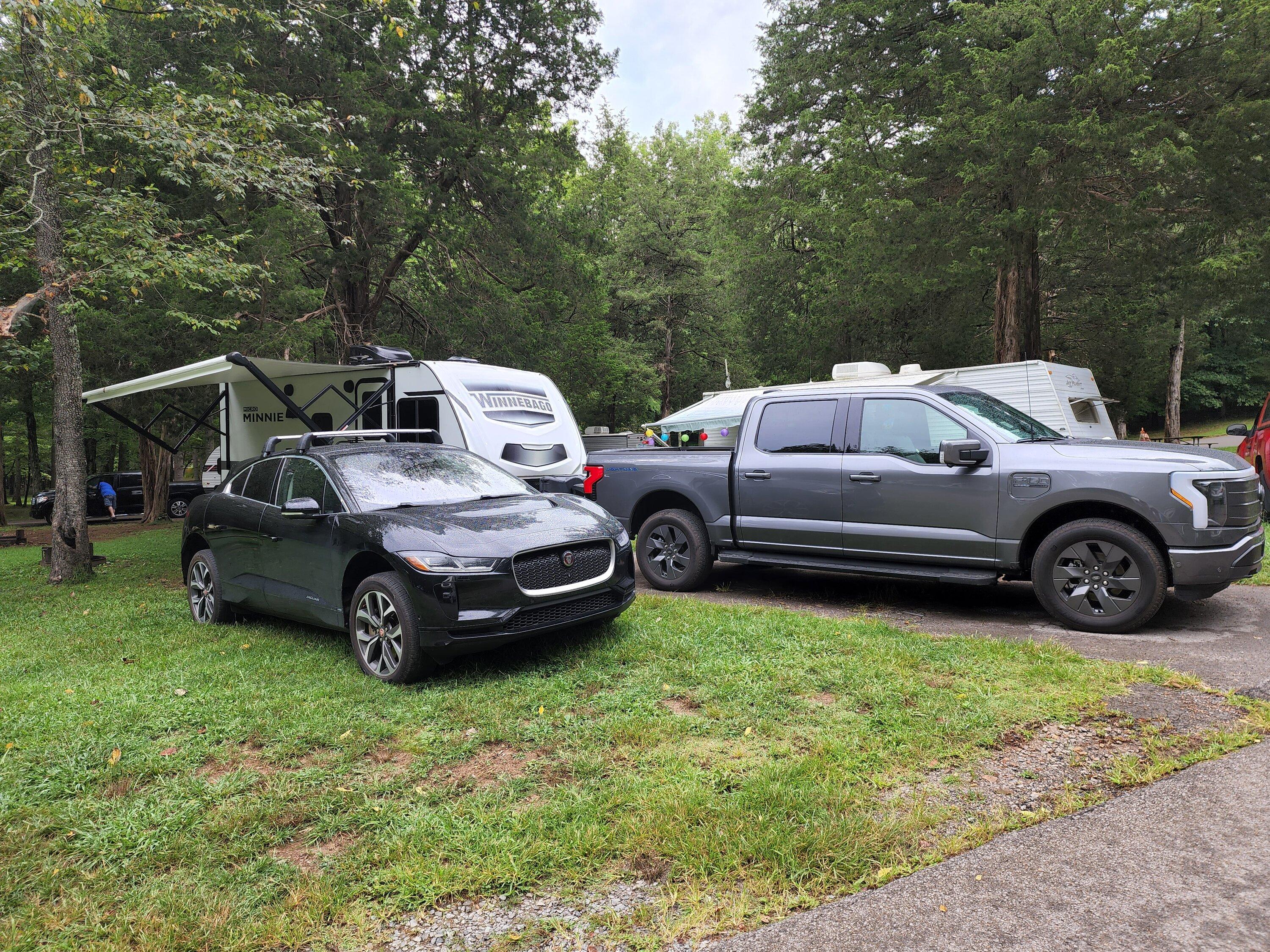 Ford F-150 Lightning A short weekend camper trip with the Lightning -- averaged 1.0-1.1 mi/kwh with trailer attached 20220821_093557