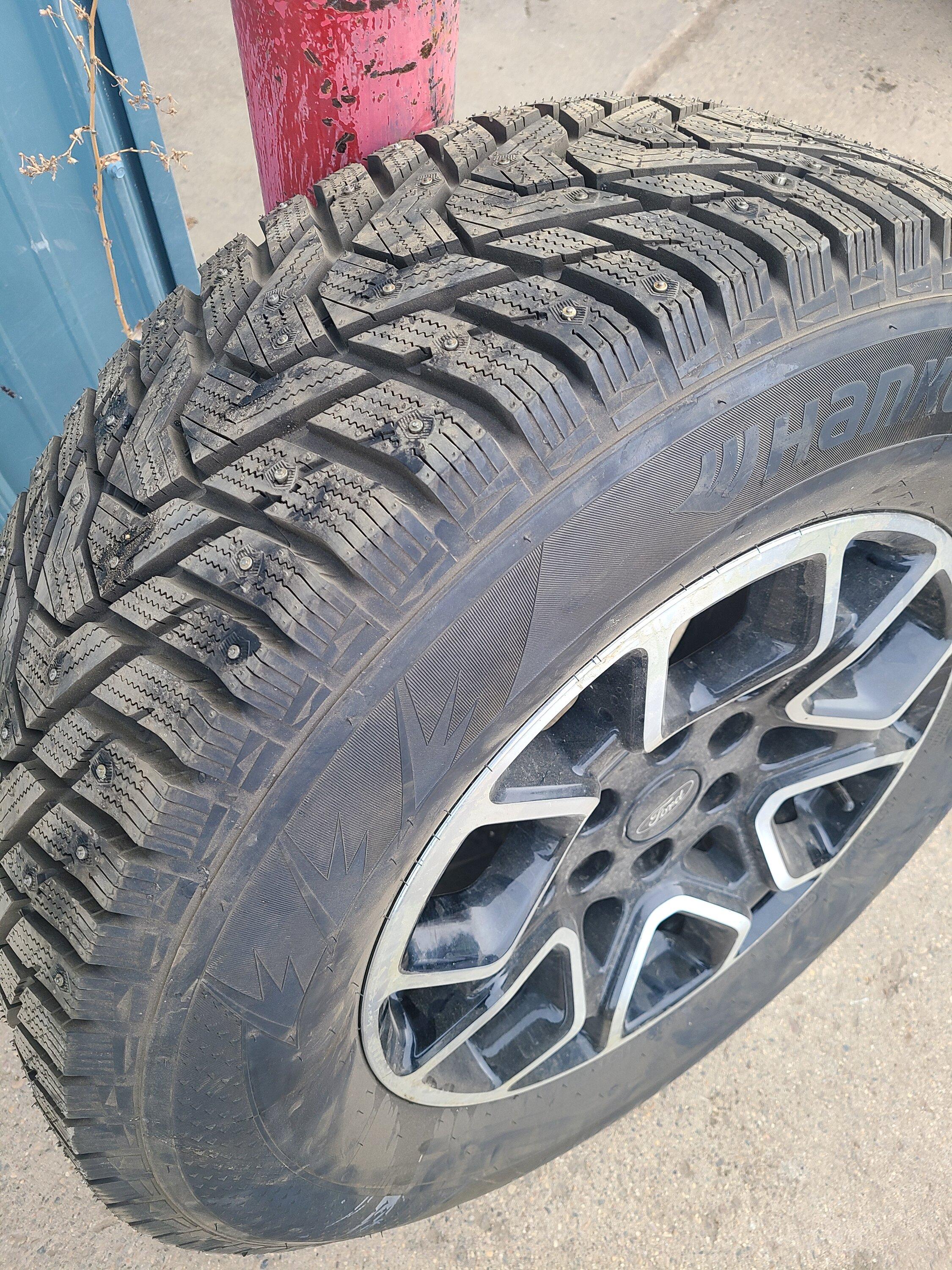 Ford F-150 Lightning Studded winter tires installed 20221031_160827