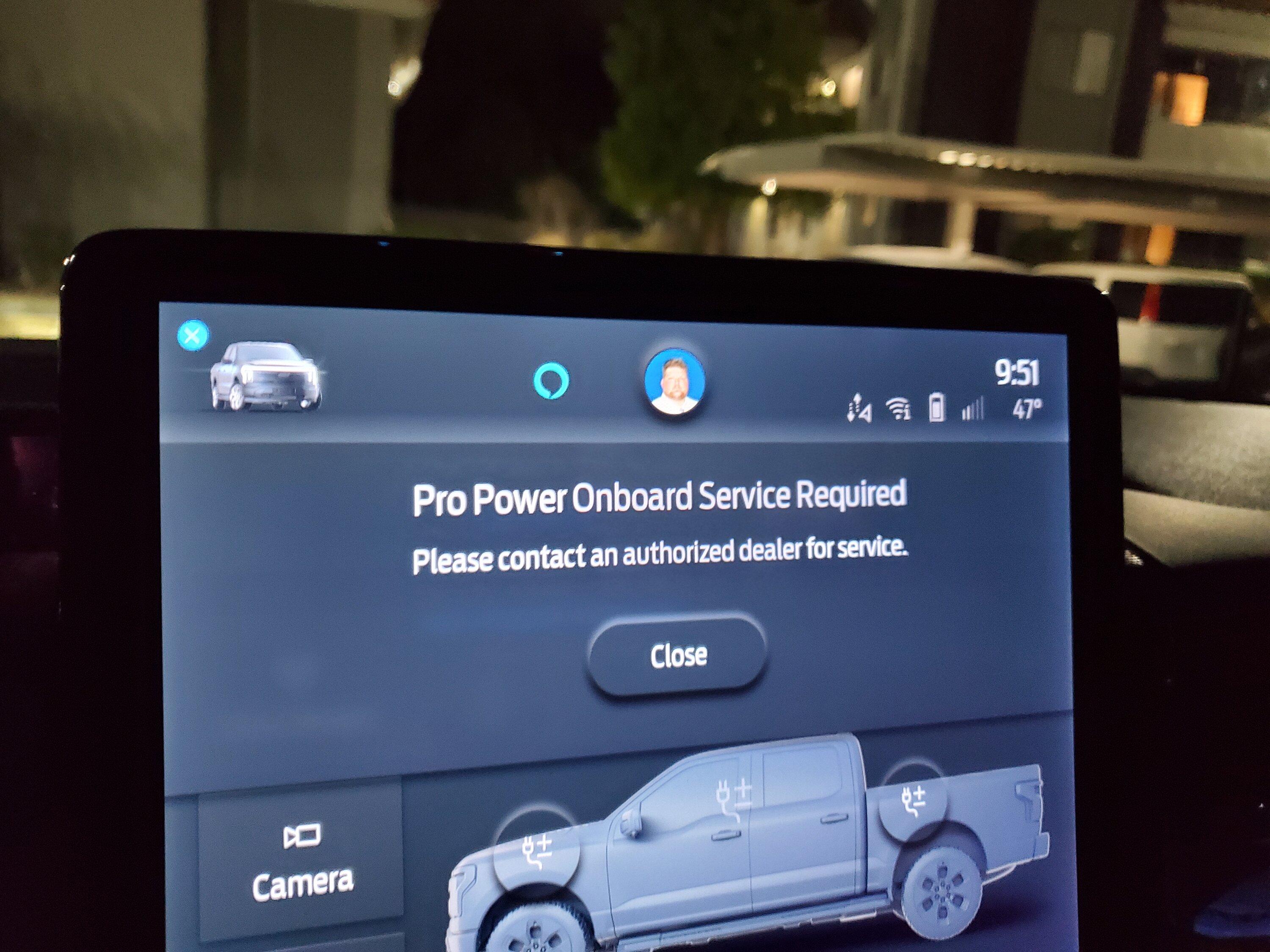 Ford F-150 Lightning Pro power onboard died on first use! (update: fixed by 12v reboot) 20230110_215153