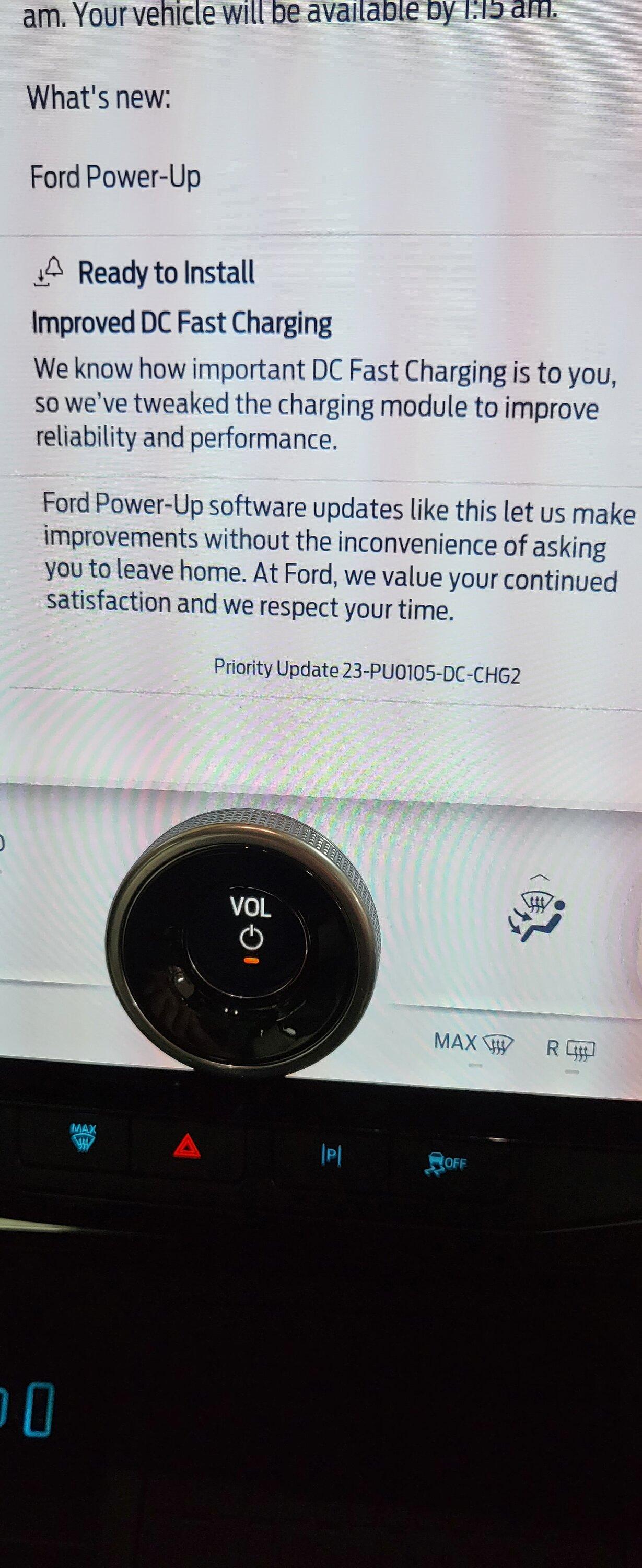 Ford F-150 Lightning Priority Update: 23-PU0105-DC-CHG2: Improved DC Fast Charging 20230621_091427