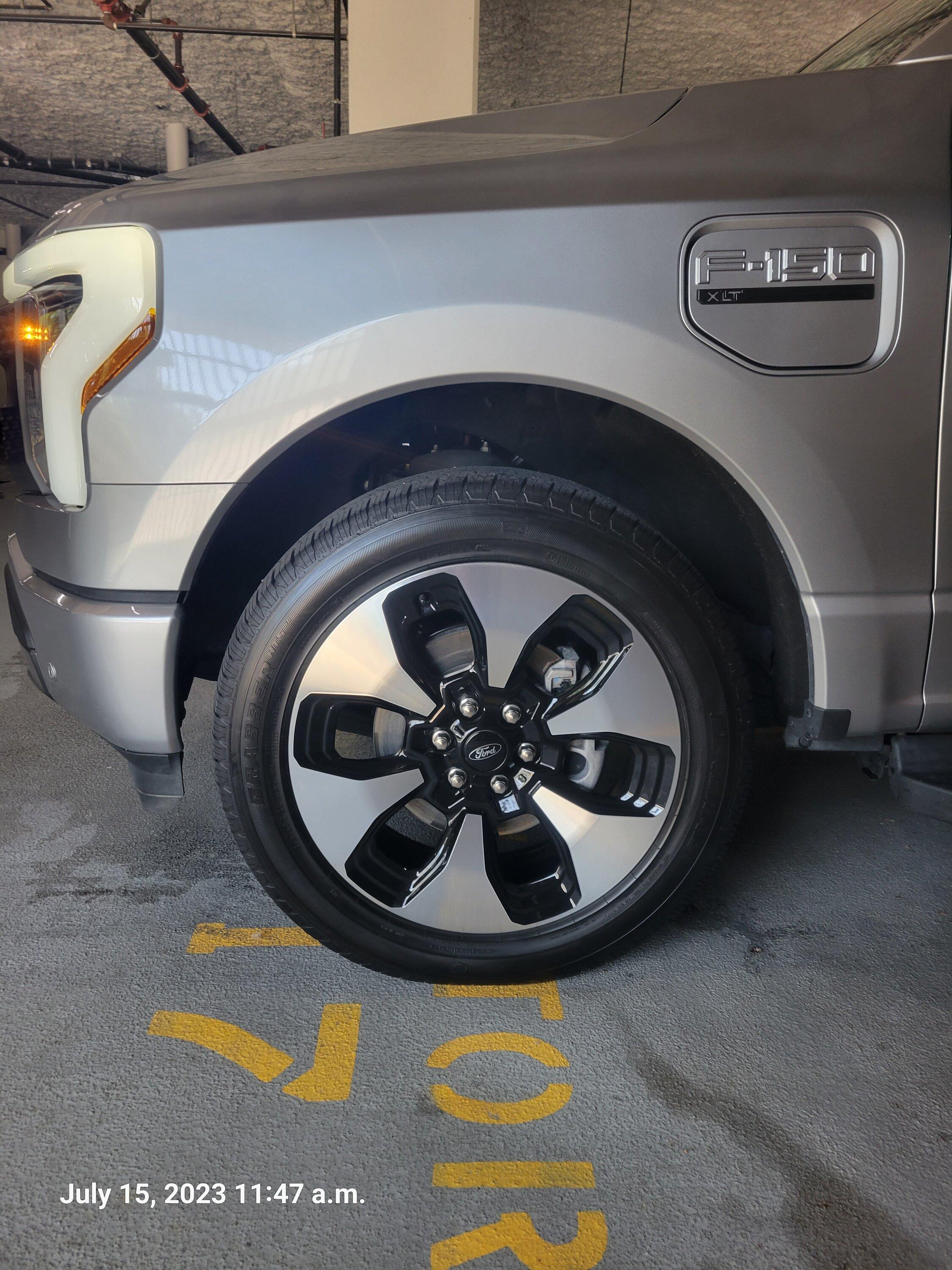 Ford F-150 Lightning Pro wheels on a Platinum 20230715_114731