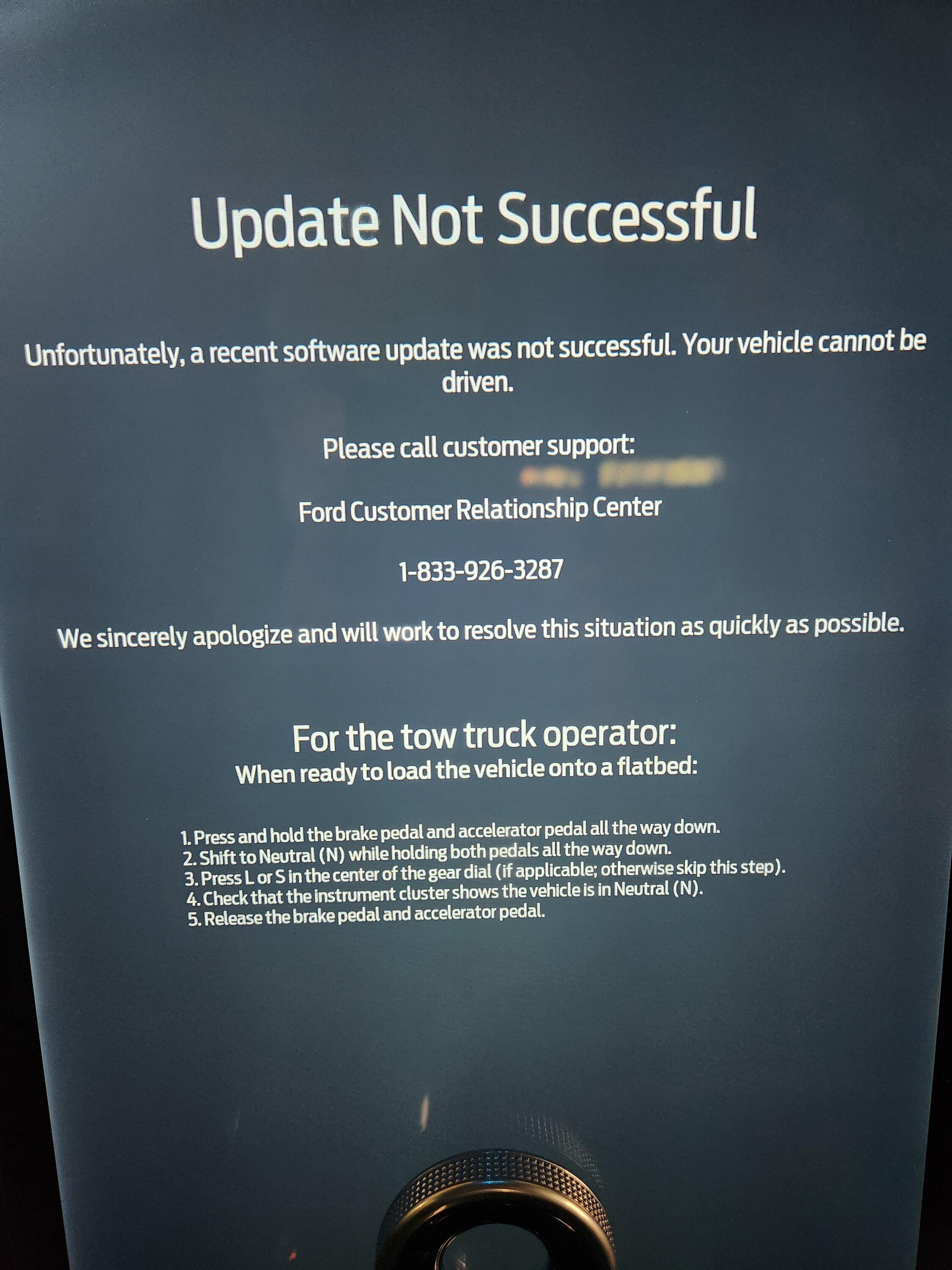 Ford F-150 Lightning Failed (OTA) Update bricked my 2023 F150L 20240304_160344