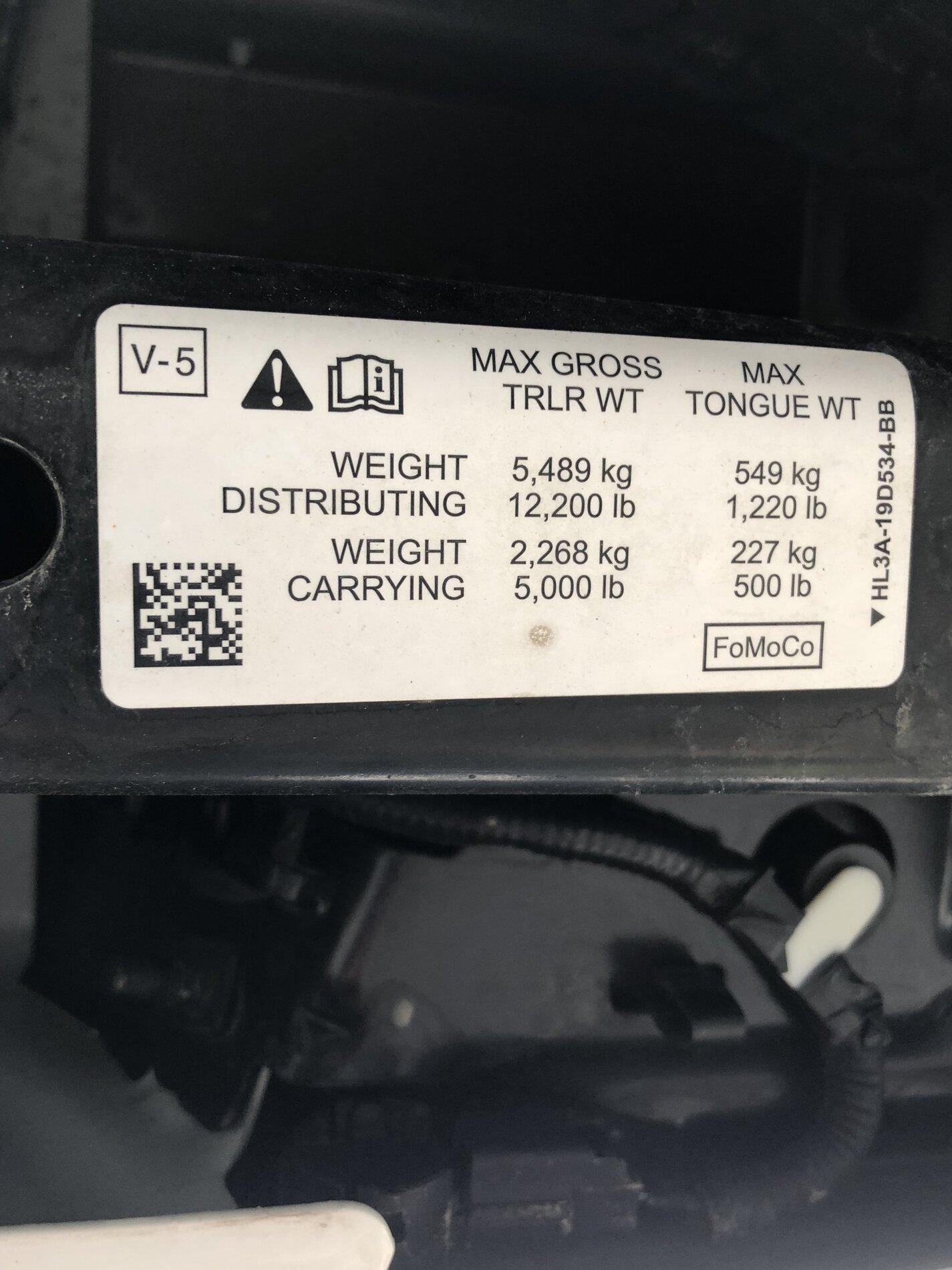 Ford F-150 Lightning 5,000 LB. max for warranty without tow package? 22926F95-DDAF-4CD8-97FC-7973E62AEE00