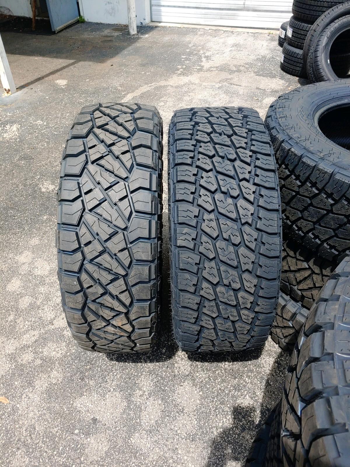 Ford F-150 Lightning 275/65/20 Nitto Ridge Grappler VS 295/60/20 Terra Grappler side by side visual comparison. 2598