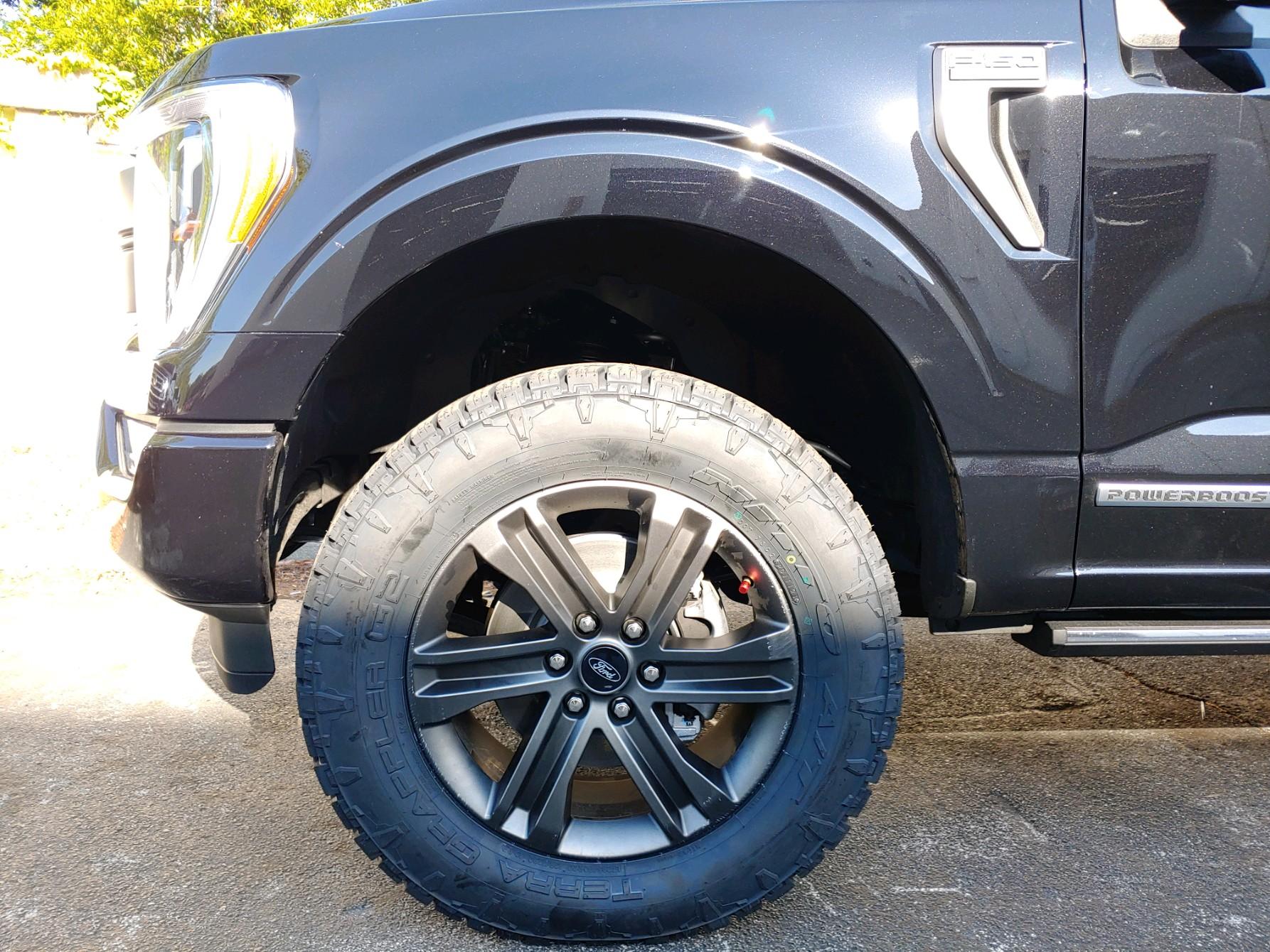 Ford F-150 Lightning 275/65/20 Nitto Ridge Grappler VS 295/60/20 Terra Grappler side by side visual comparison. 2605