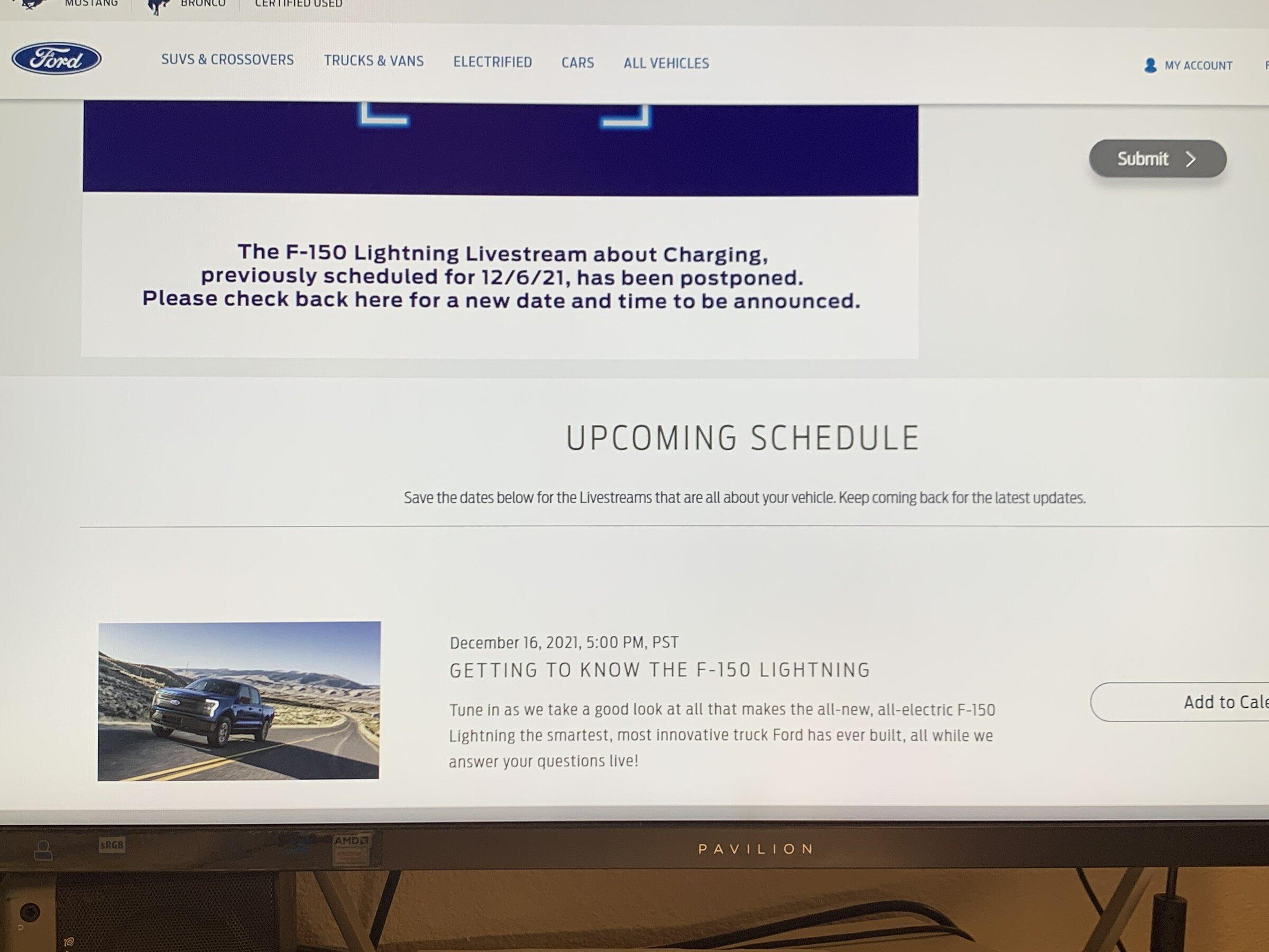 Ford F-150 Lightning 12/6/21 Lightning live stream postponed 3143079C-7A2B-4D04-9576-DB01C32AC914