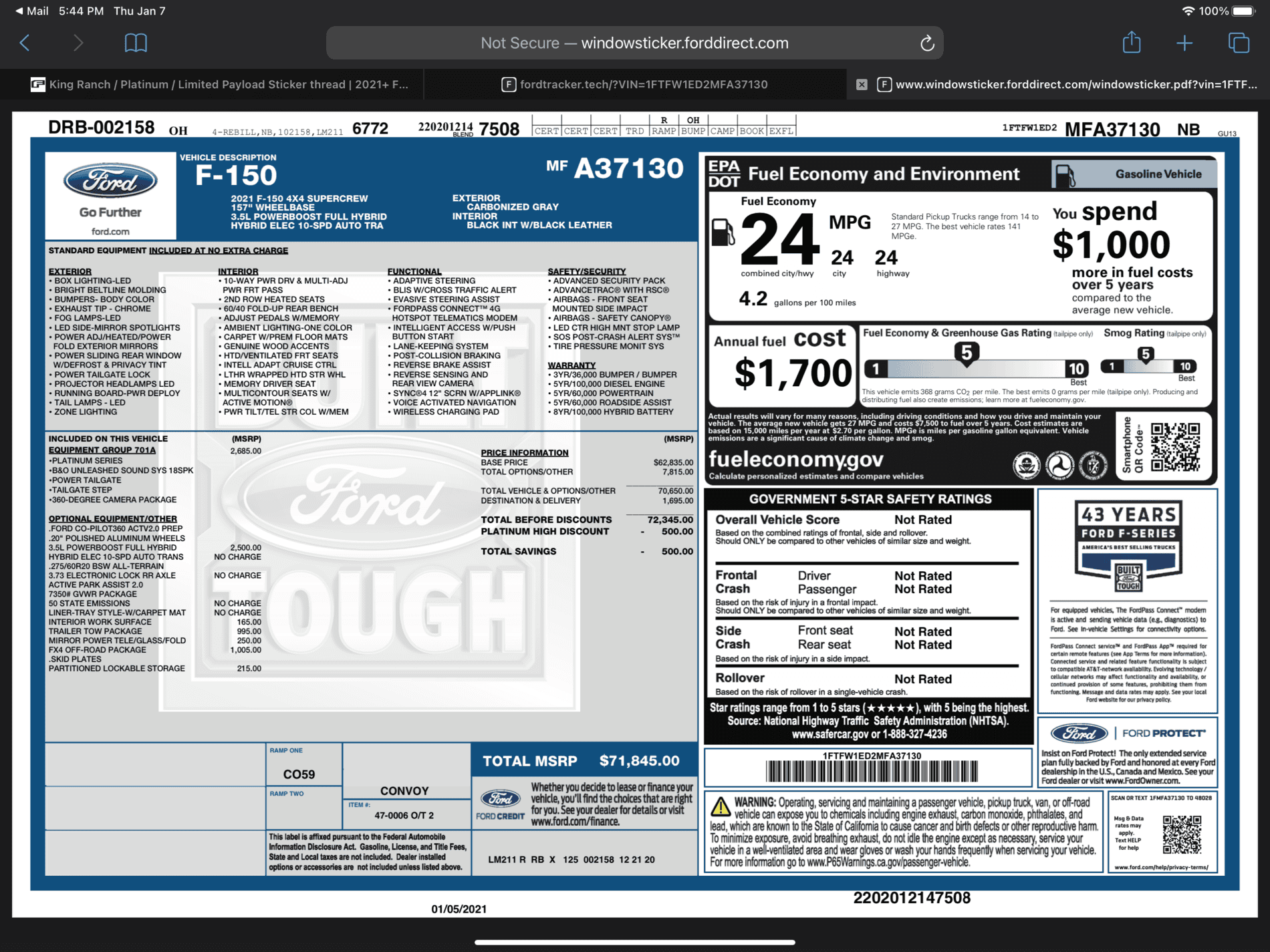 Ford F-150 Lightning King Ranch / Platinum / Limited Payload Sticker thread 4ACA3423-A943-4602-AB4F-C4DF1613952E