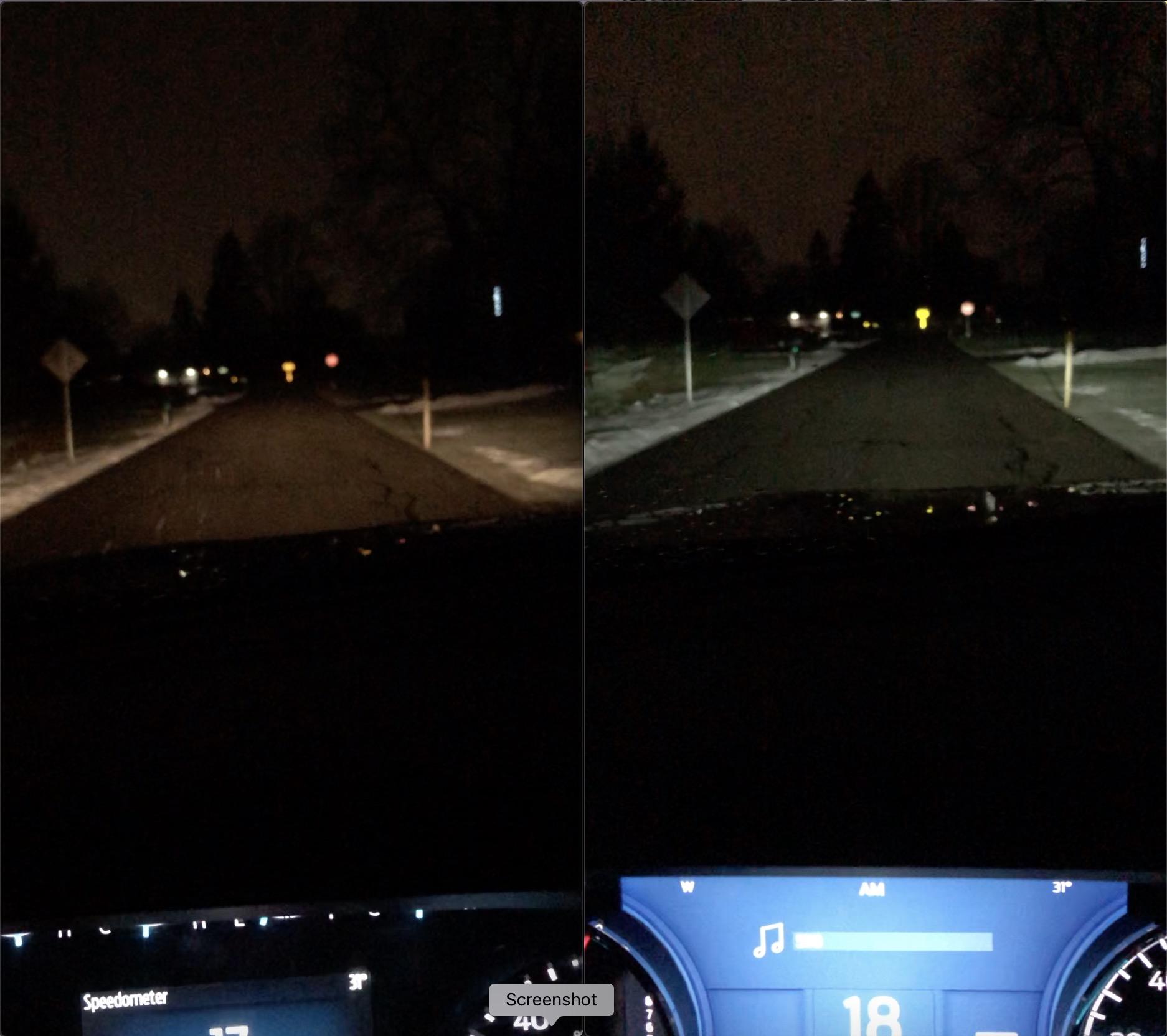 Ford F-150 Lightning Halogen vs LED headlights on 2021 F-150 -- real world comparison pics 5