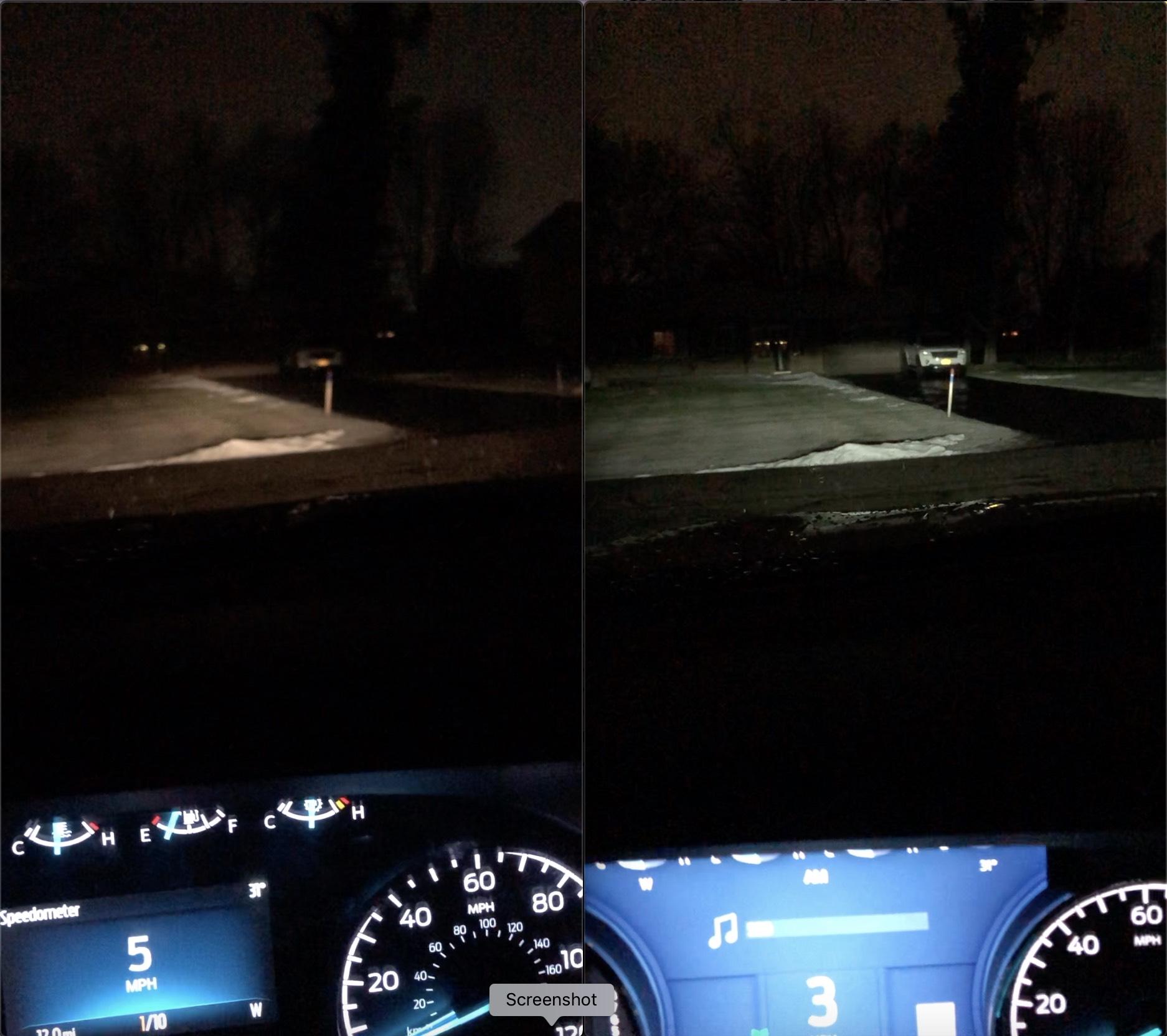 Ford F-150 Lightning Halogen vs LED headlights on 2021 F-150 -- real world comparison pics 6