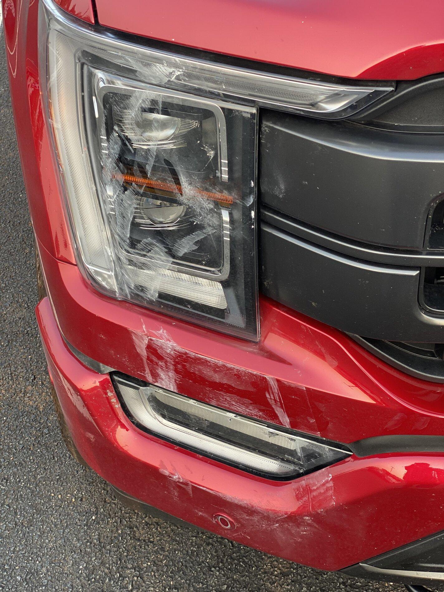 Ford F-150 Lightning First War Wound - Any advice for damage to headlight and front bumper from drywall impact 64851706042--B3304322-0075-4187-94A8-DDA3567E4000